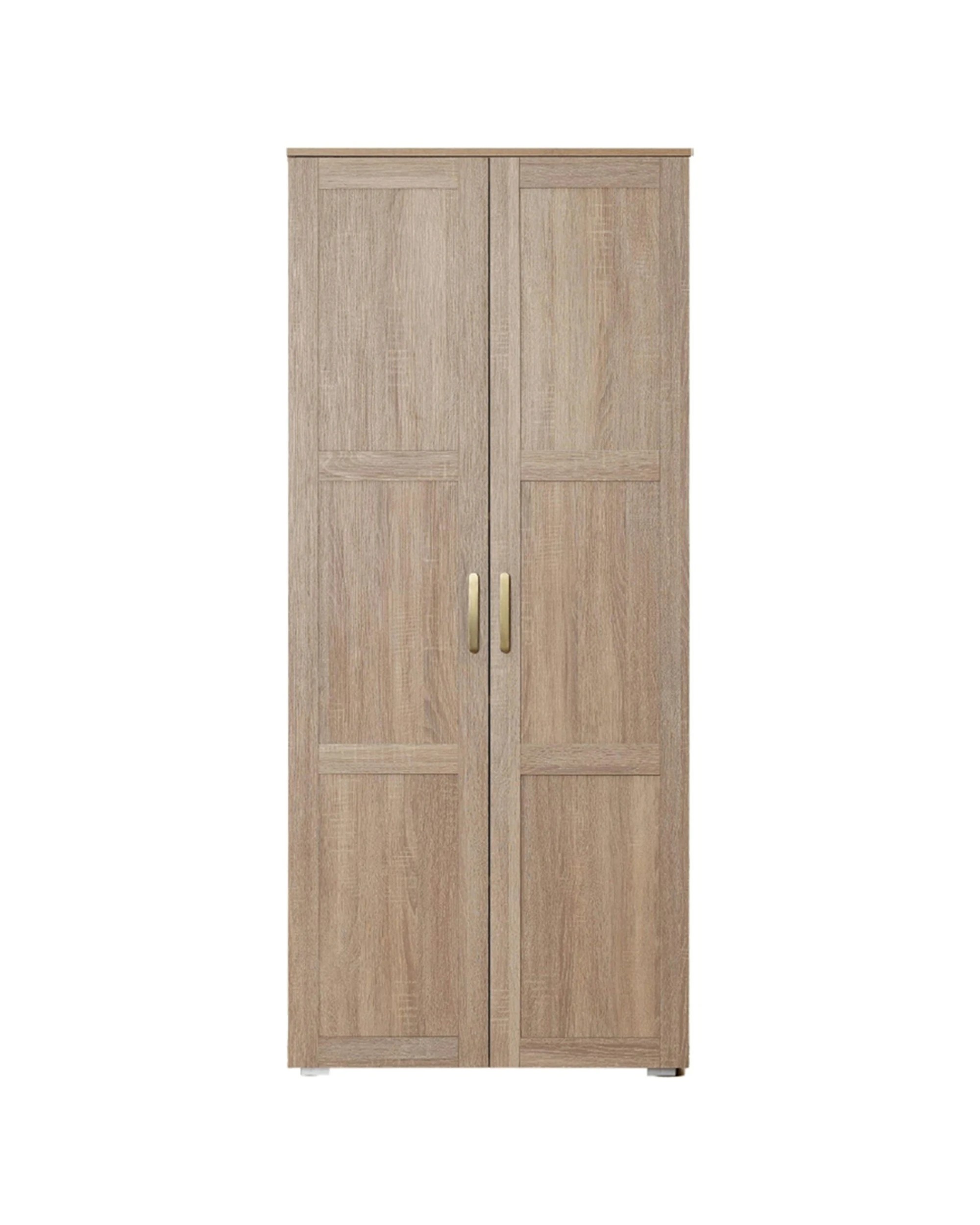 1 European Cabinetry Stockholm Storage Cupboard Oak Brass Oval Handle - Natural, 1 of 5