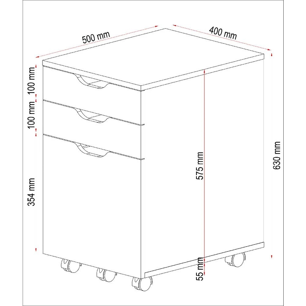 8 Copenhagen 3 Drawer Semi Assembled Filing Pedestal Cabinets Pedestals, 8 of 10