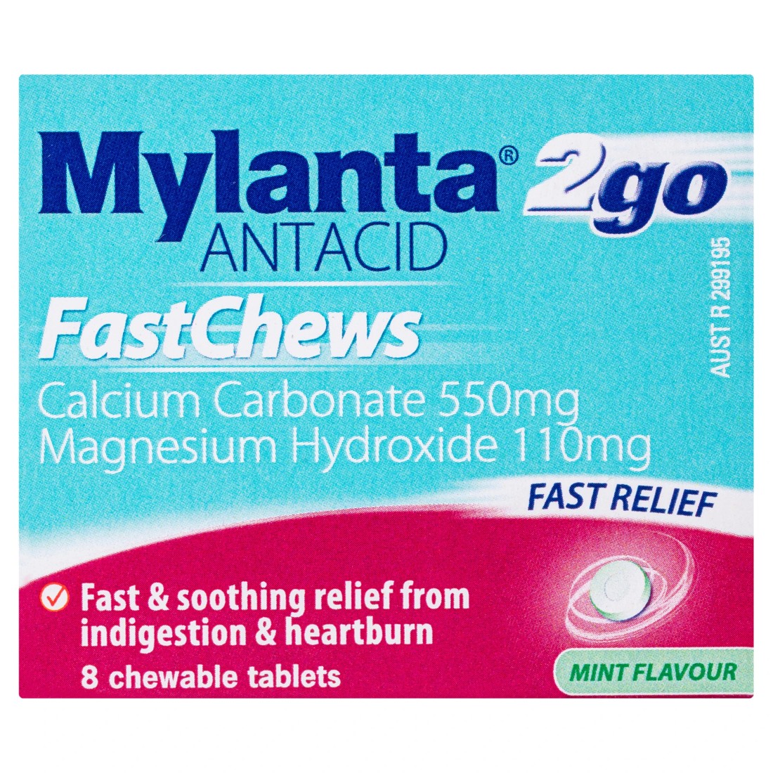 2 8 Pack Mylanta 2Go Antacid FastChews Tablets Mint, 2 of 6