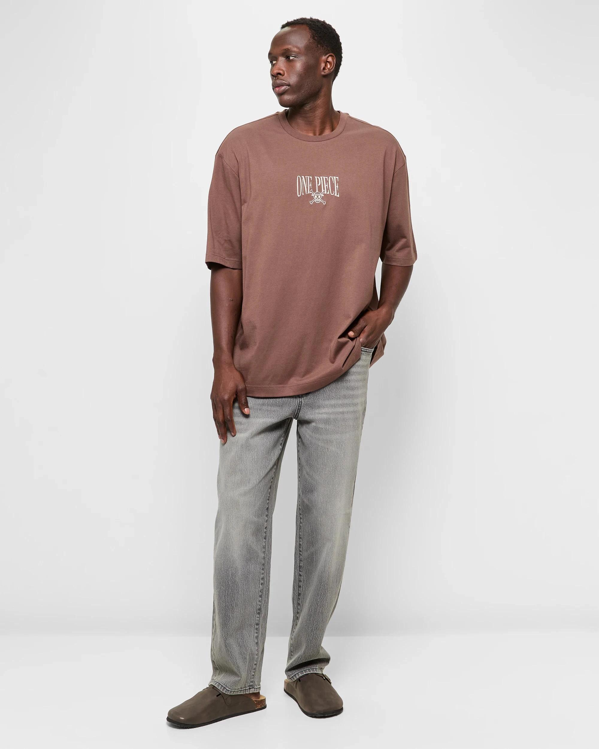 2 Licensed One Piece Luffy Logo T-Shirt BROWN, 2 of 5