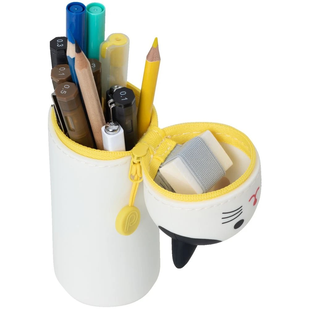 2 PuniLabo Single Zip Stand Up Silicone Pencil Case Calico Cat, 2 of 4