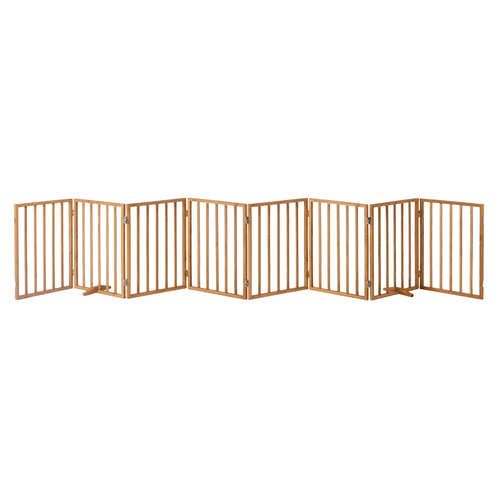 1 Alopet Wooden Pet Gate Dog Fence Playpen Safety Stair Barrier 8 Panels - Natural, 1 of 10