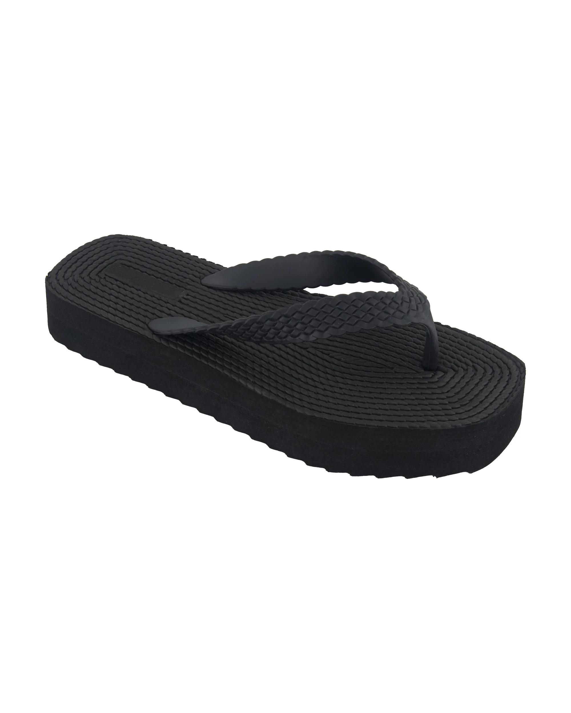 1 Platform Post Toe Thongs Black, 1 of 3