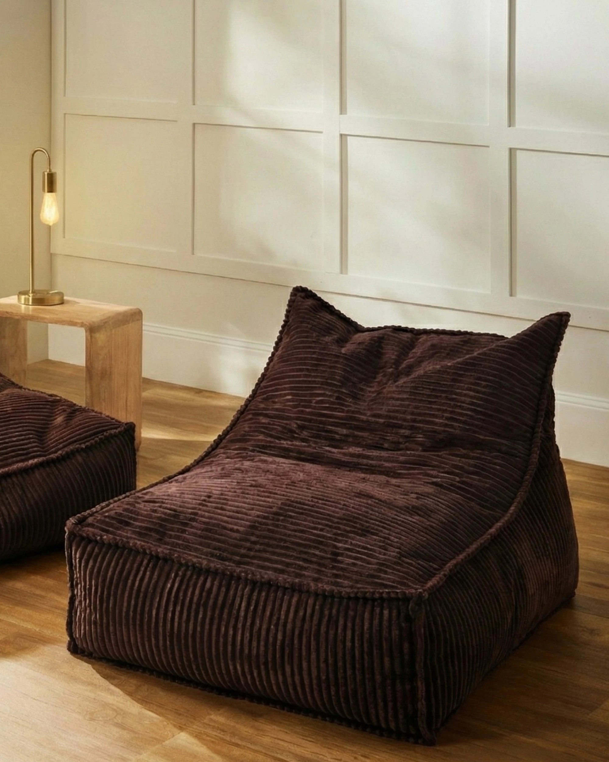 1 Cadence & Co. Wilde Ribbed Luxe Fleece Bean Bag Lounge Cover - Chestnut Brown, 1 of 7
