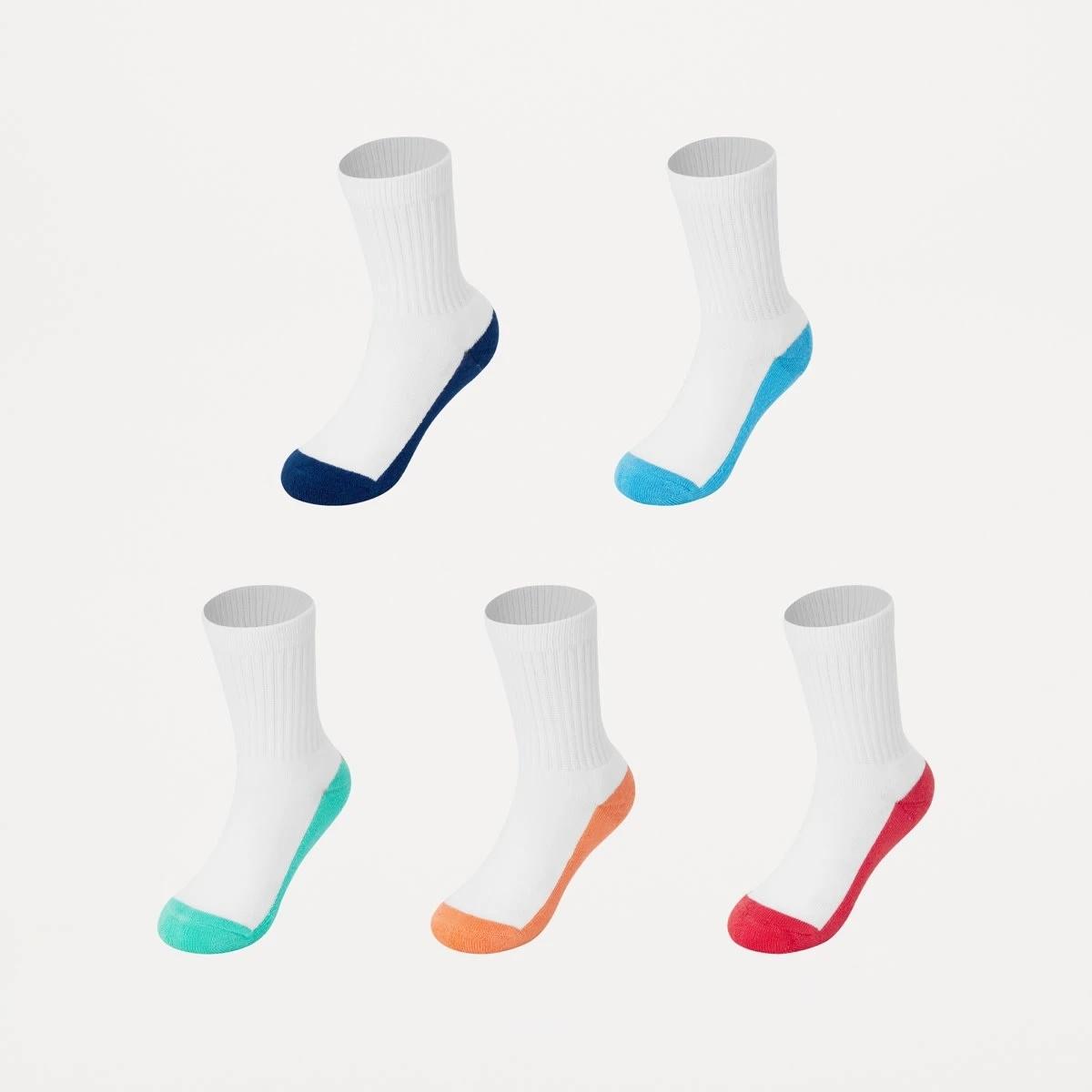 1 5 Pack Active Kids Crew Socks WHITE RAINBOW, 1 of 3