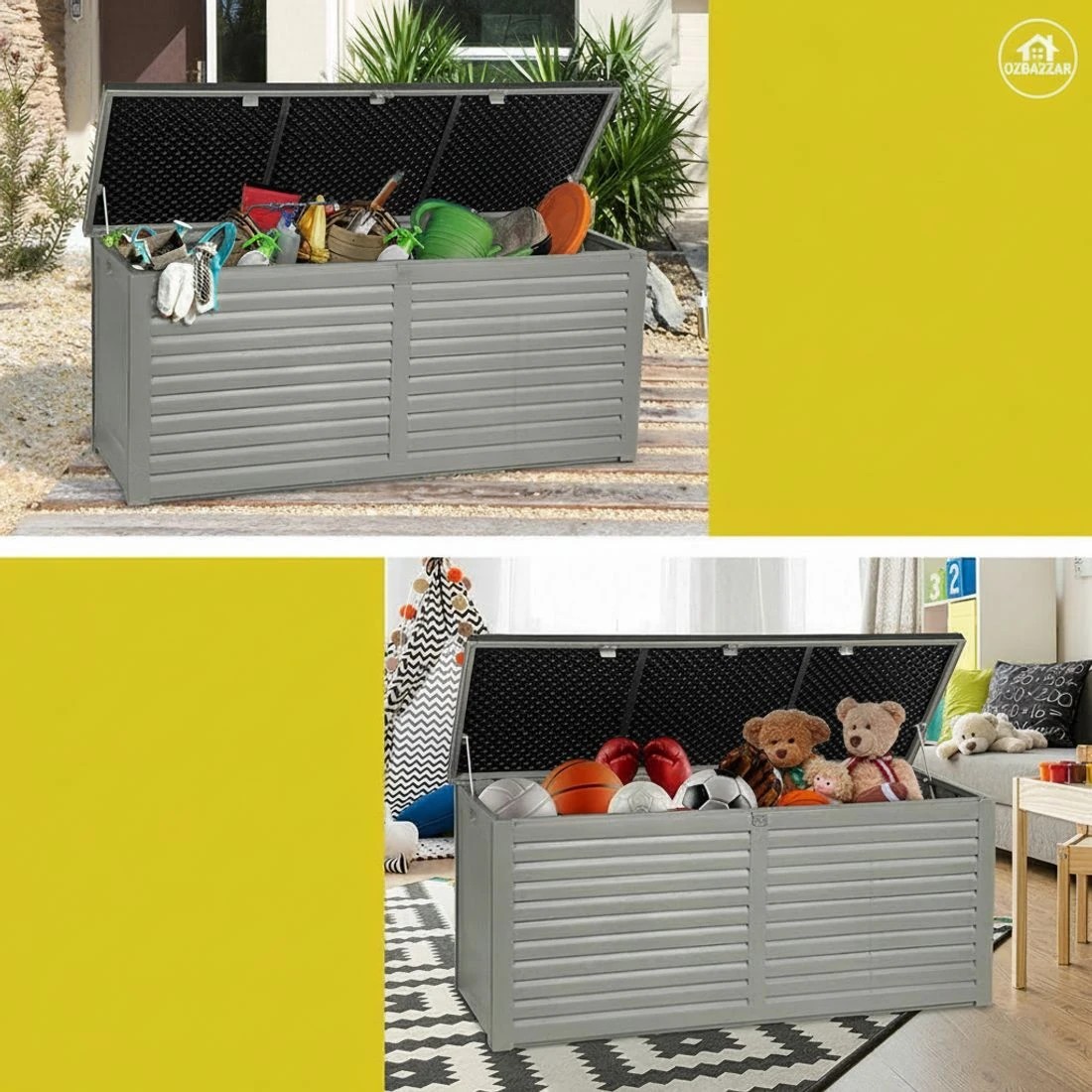 7 Gardeon Outdoor Storage Box 490L Container Lockable Garden Bench Tools Toy Shed - Black, 7 of 8