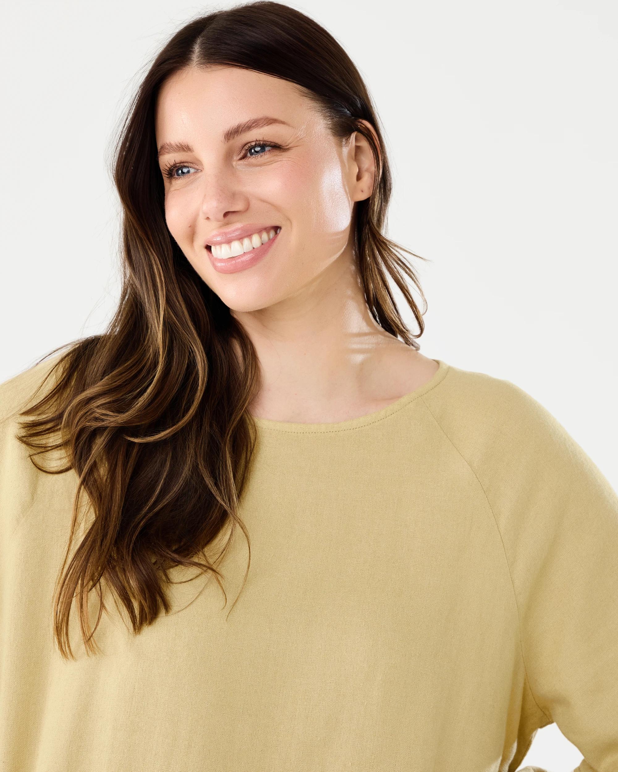 4 Long Sleeve Linen Blend Top Dust Beige, 4 of 7