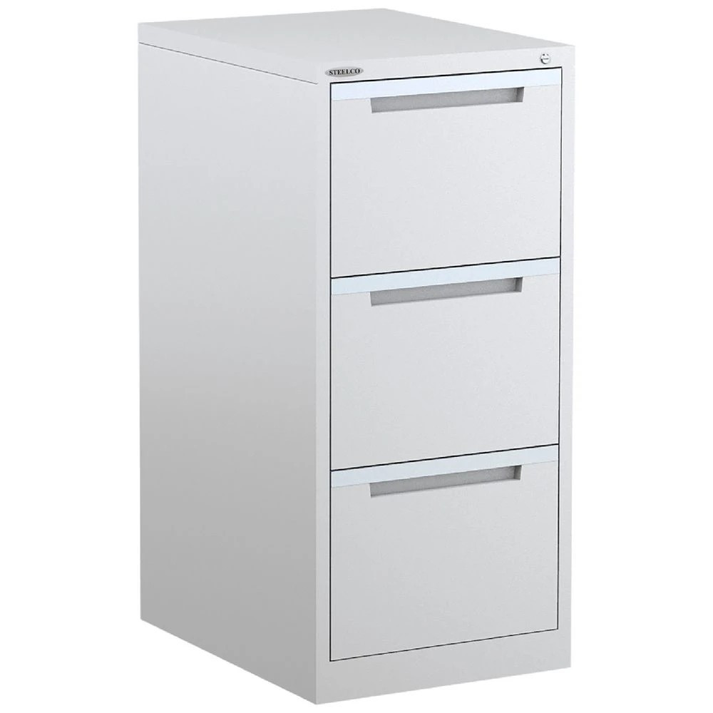 1 Steelco 3 Drawer Filing Cabinet White Satin Cabinets Filing Drawer Cabinets, 1 of 2