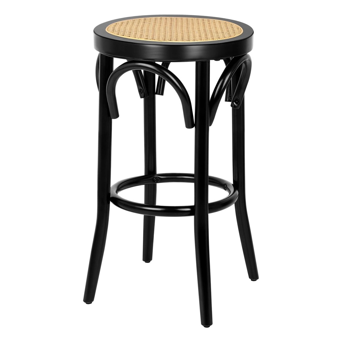 8 Alfordson 2x Bar Stools Kitchen Vintage Chair Rattan Mesh Seat Renata - Black, 8 of 10