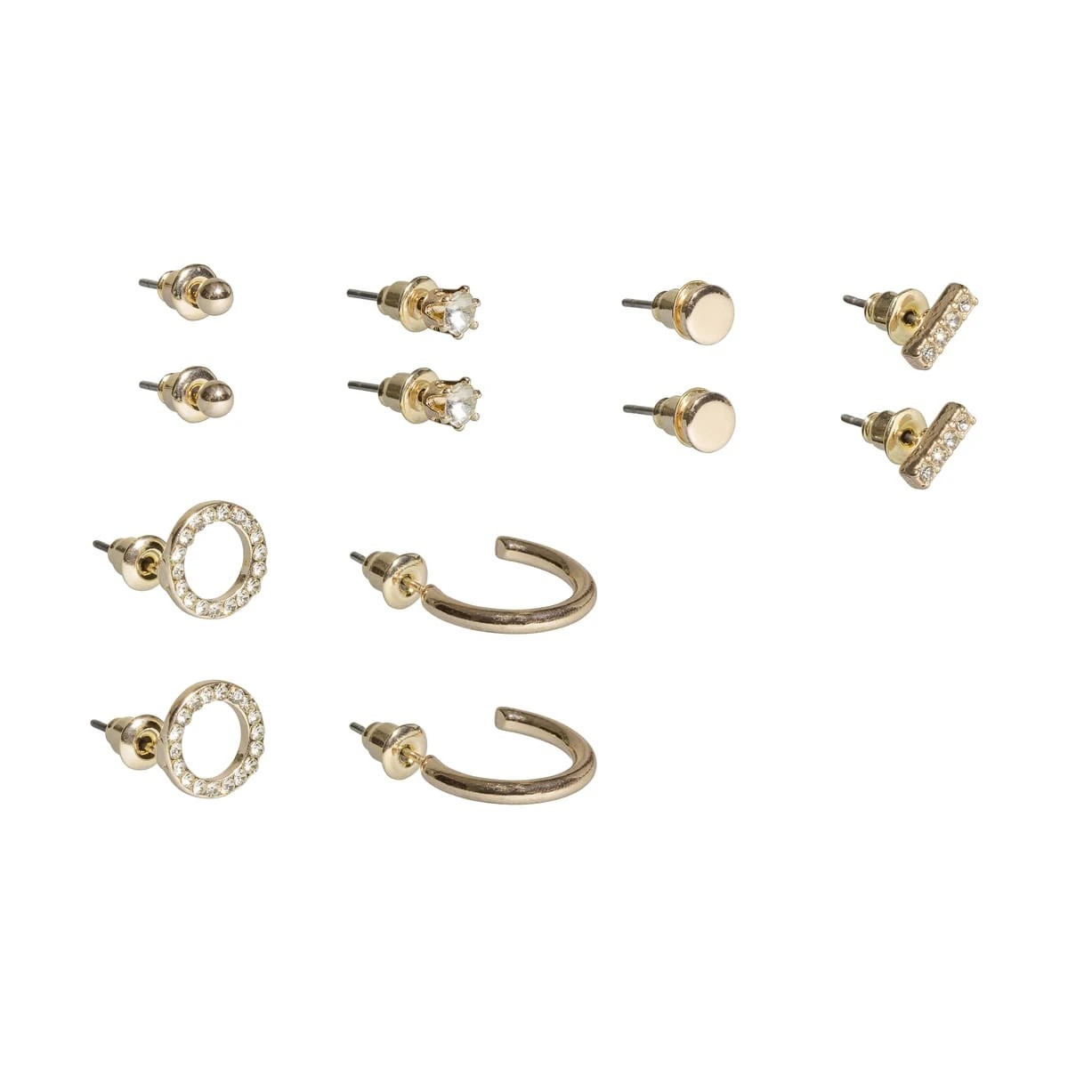 2 6 Pack Stud, Hoop and Huggie Earrings Set - Gold Tone, 2 of 3