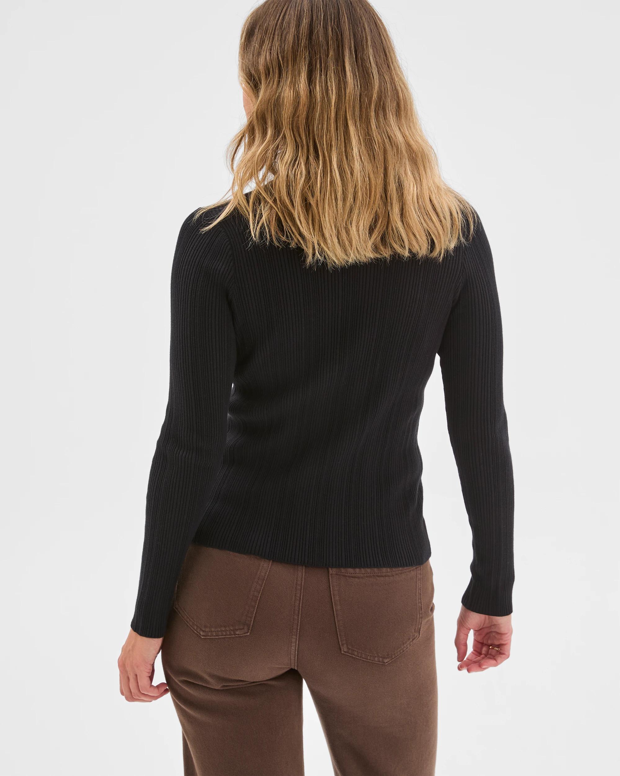 6 Target Woman Australian Cotton Blend Variegated Long Sleeve Knit Top BLACK, 6 of 6