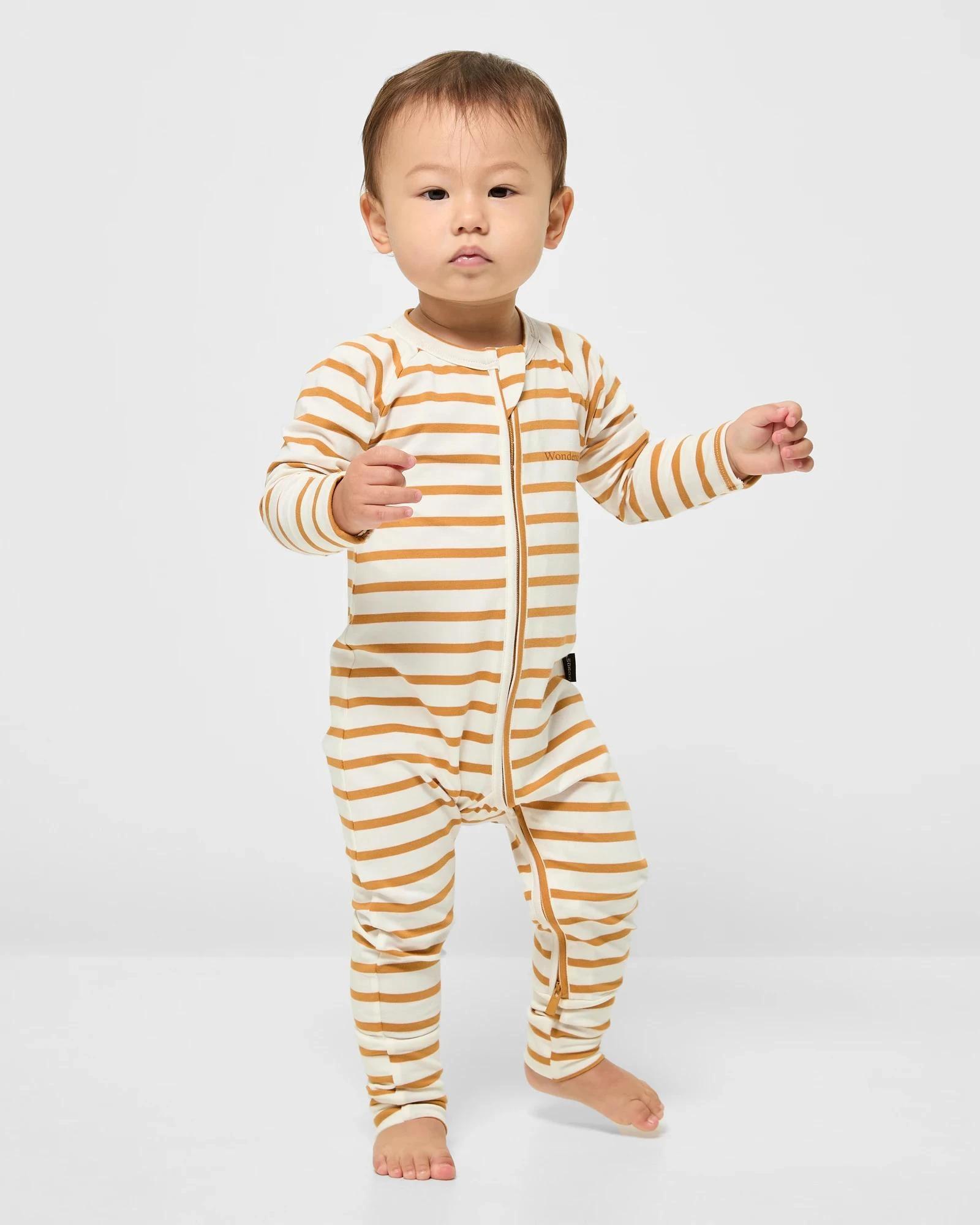 1 Bonds Baby Print Zip Wondersuit Coverall CREAM/BROWN STRIPE MARSCAPONE, 1 of 5