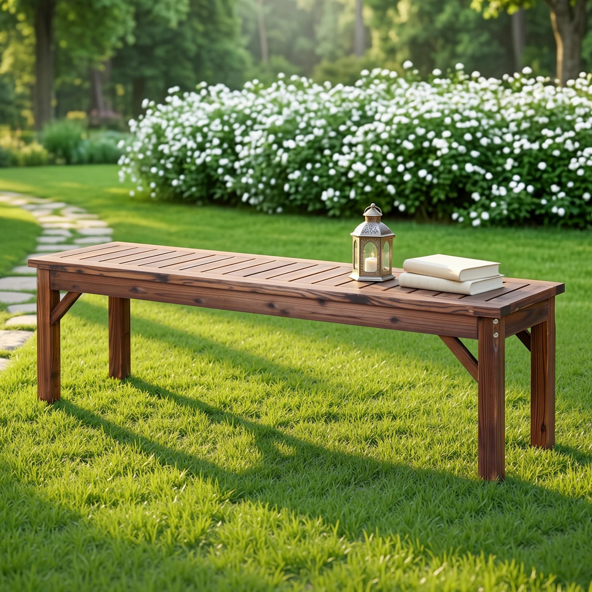 3 Gardeon Garden Benches Garden Seating Backless Timber Seat 150cm - Charcoal, 3 of 8