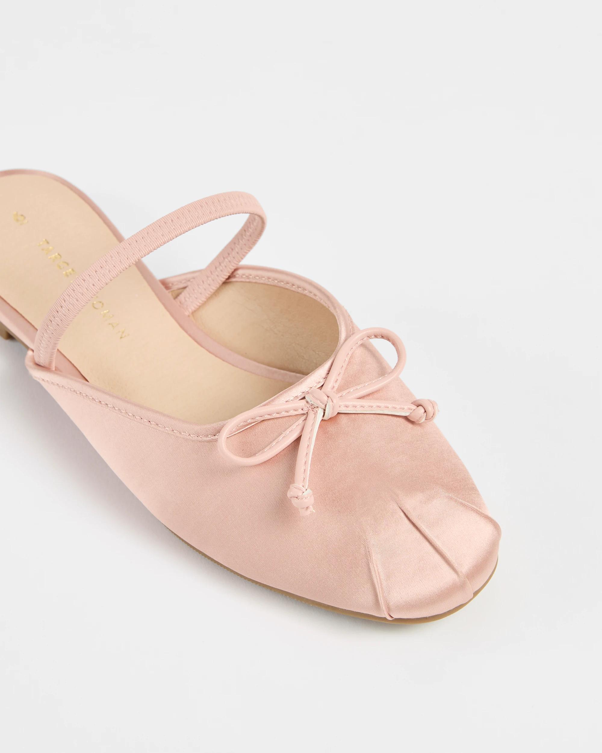 2 Target Womens Elastic Back Ballet Flat - Ella PINK SATIN, 2 of 3