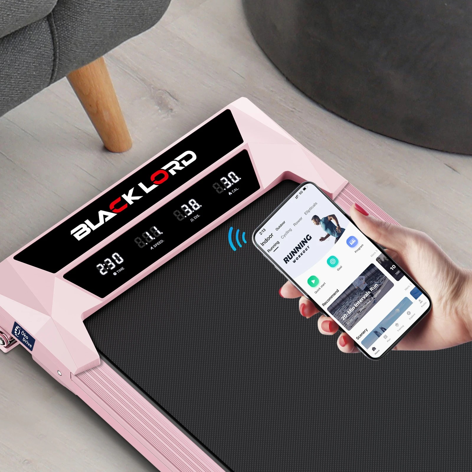 4 Black Lord Treadmill Electric Walking Pad Under Desk Home Fitness Incline - Pink, 4 of 10
