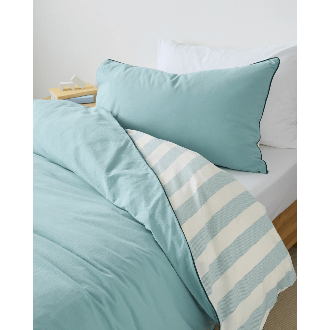 4 Arlo Stonewash Stripe Kids Quilt Cover Set
 - Single Bed
 - Blue, 4 of 6