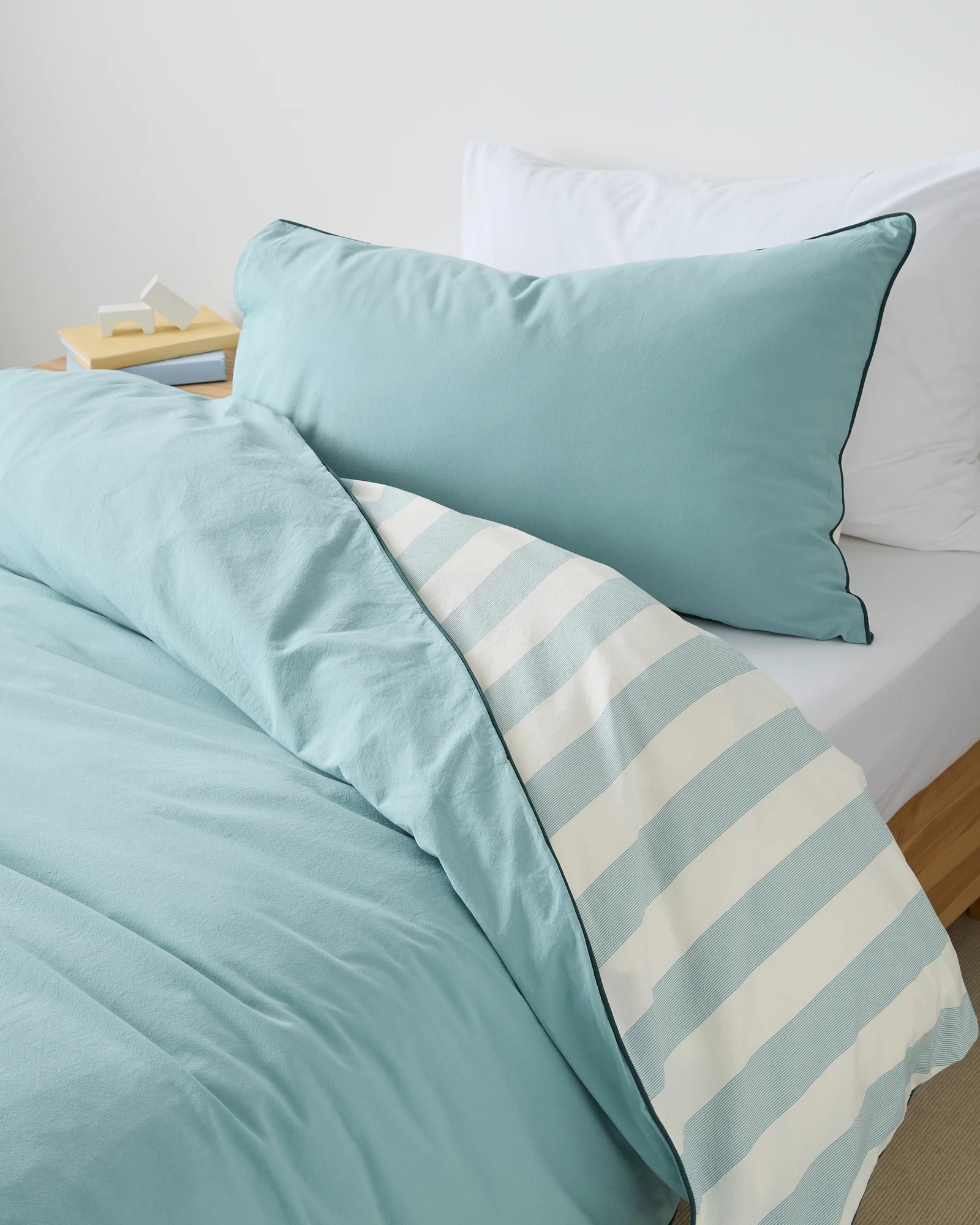 4 Arlo Stonewash Stripe Kids Quilt Cover Set - Queen Bed - Blue, 4 of 6