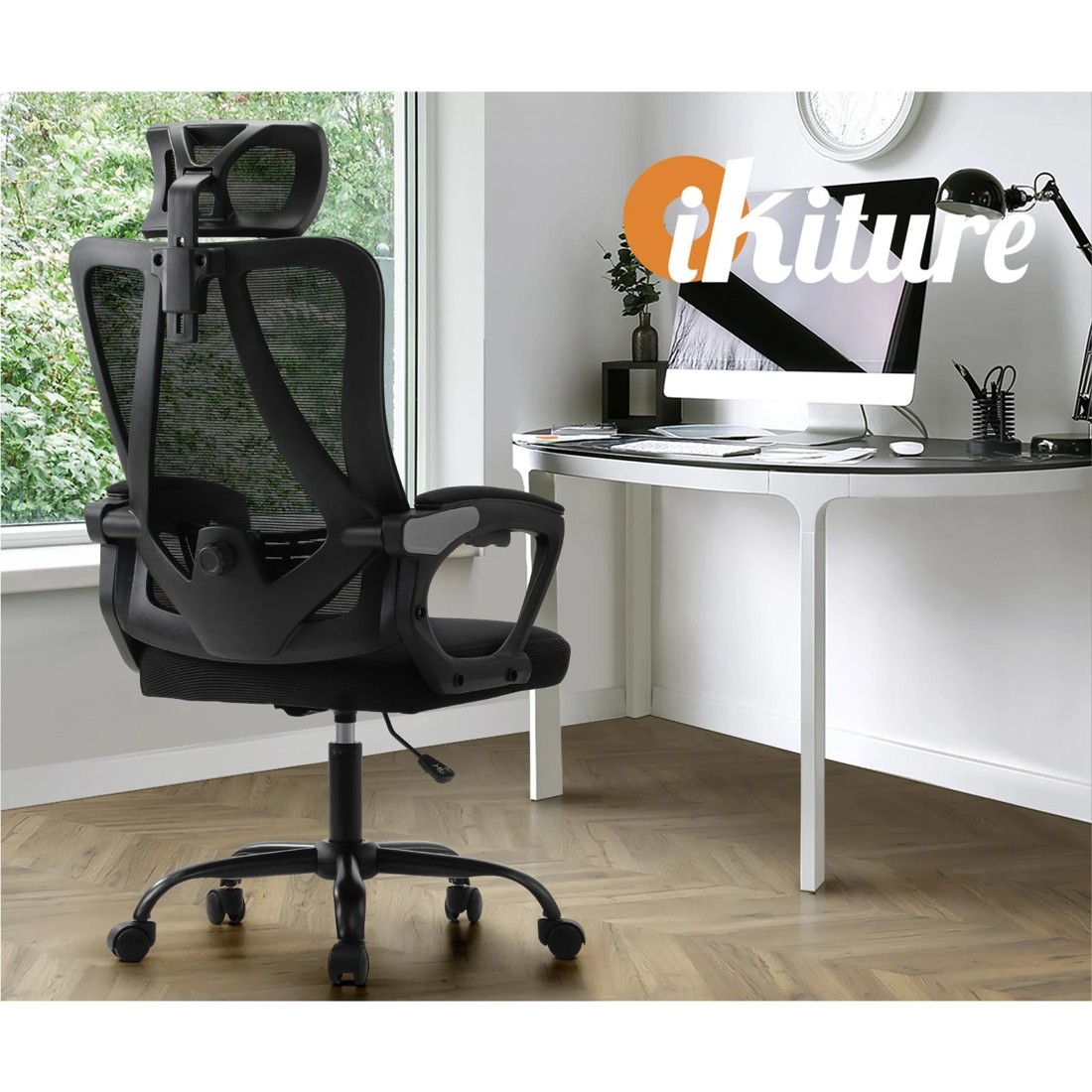 8 Oikiture Mesh Office Chair Adjustable Lumbar Support
 - Black, 8 of 10