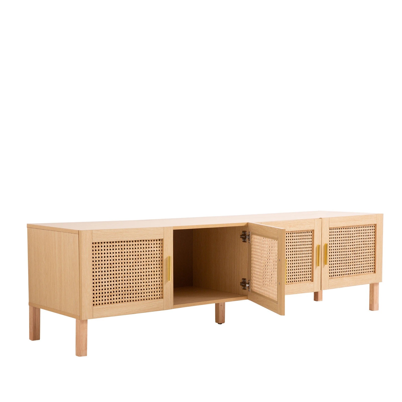 6 Casa Decor Santiago Rattan Entertainment Unit TV Stand Cabinet Storage Oak - Brown, 6 of 9