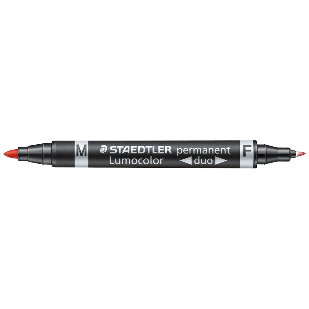 1 Staedtler Lumocolour Duo Permanent Pen Red, 1 of 3