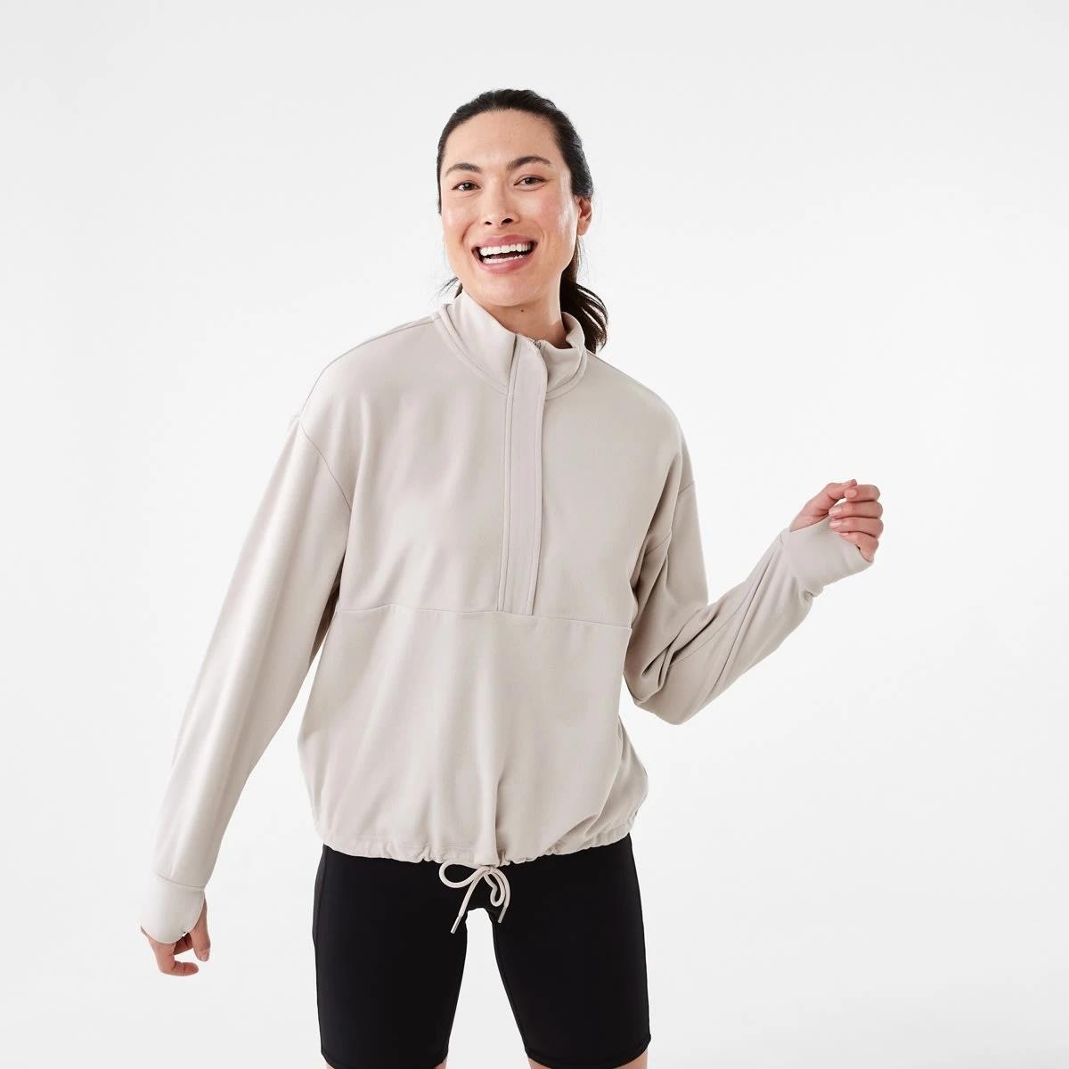 1 Active Womens Half Zip Mid Layer Sweatshirt DOLPHIN GREY, 1 of 7