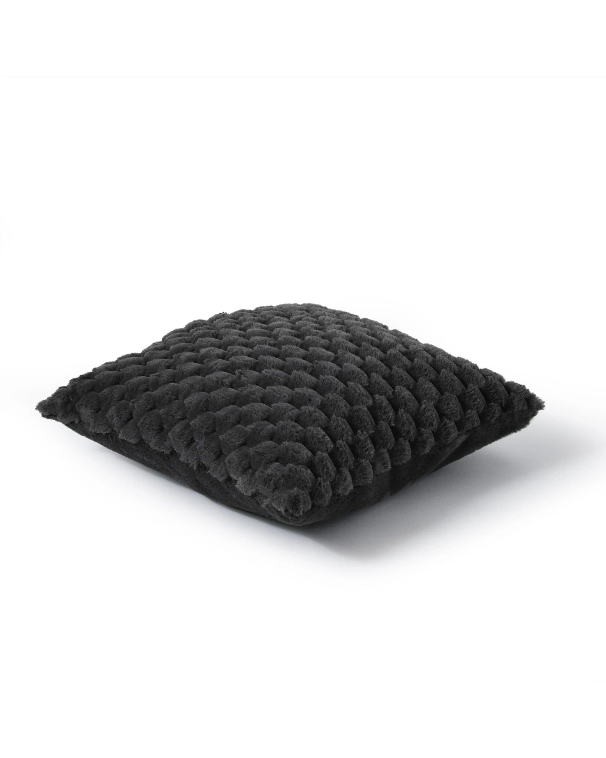 2 Dreamaker Emmett Textured Faux Fur Cushion 50x50cm - Charcoal, 2 of 6