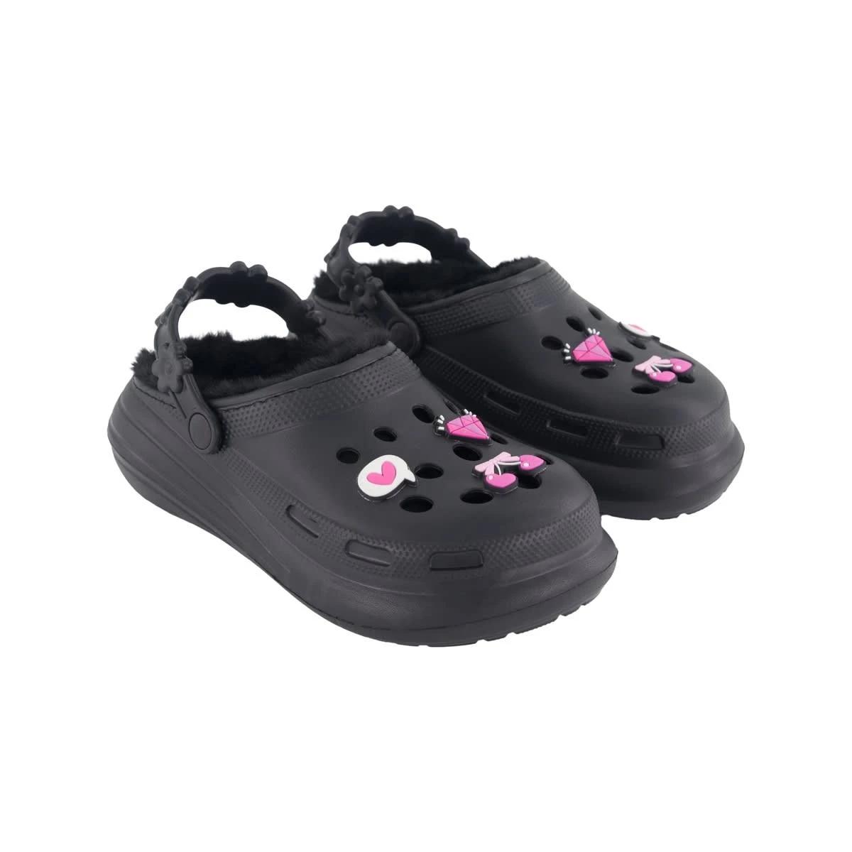 2 Senior Faux Fur Lined Clogs Black, 2 of 4