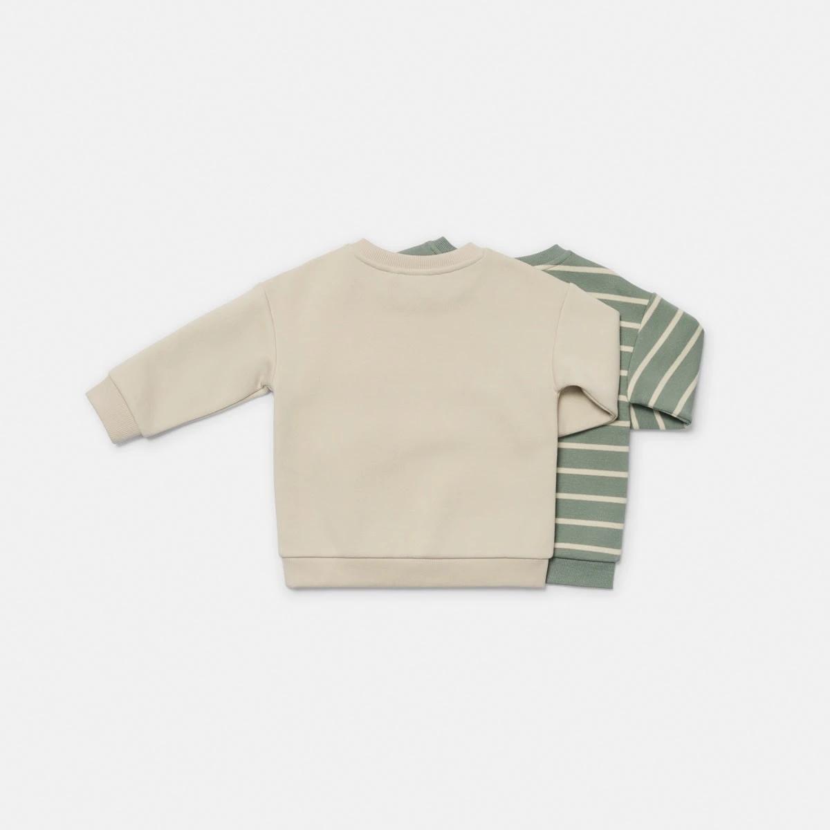 2 2 Pack Drop Shoulder Sweatshirts Grn Stripe, 2 of 6