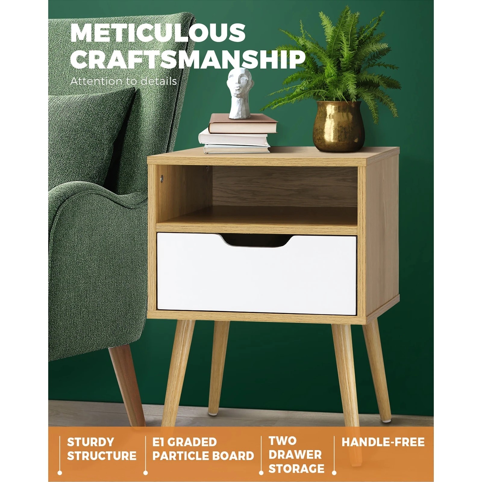 3 Oikiture Bedside Table Drawers Side Tables Nightstand Cabinet
 - Multi, 3 of 10