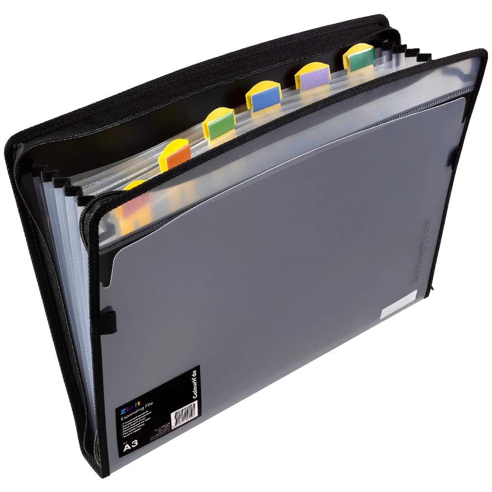 2 ColourHide A3 Zip It Expanding File Black, 2 of 3