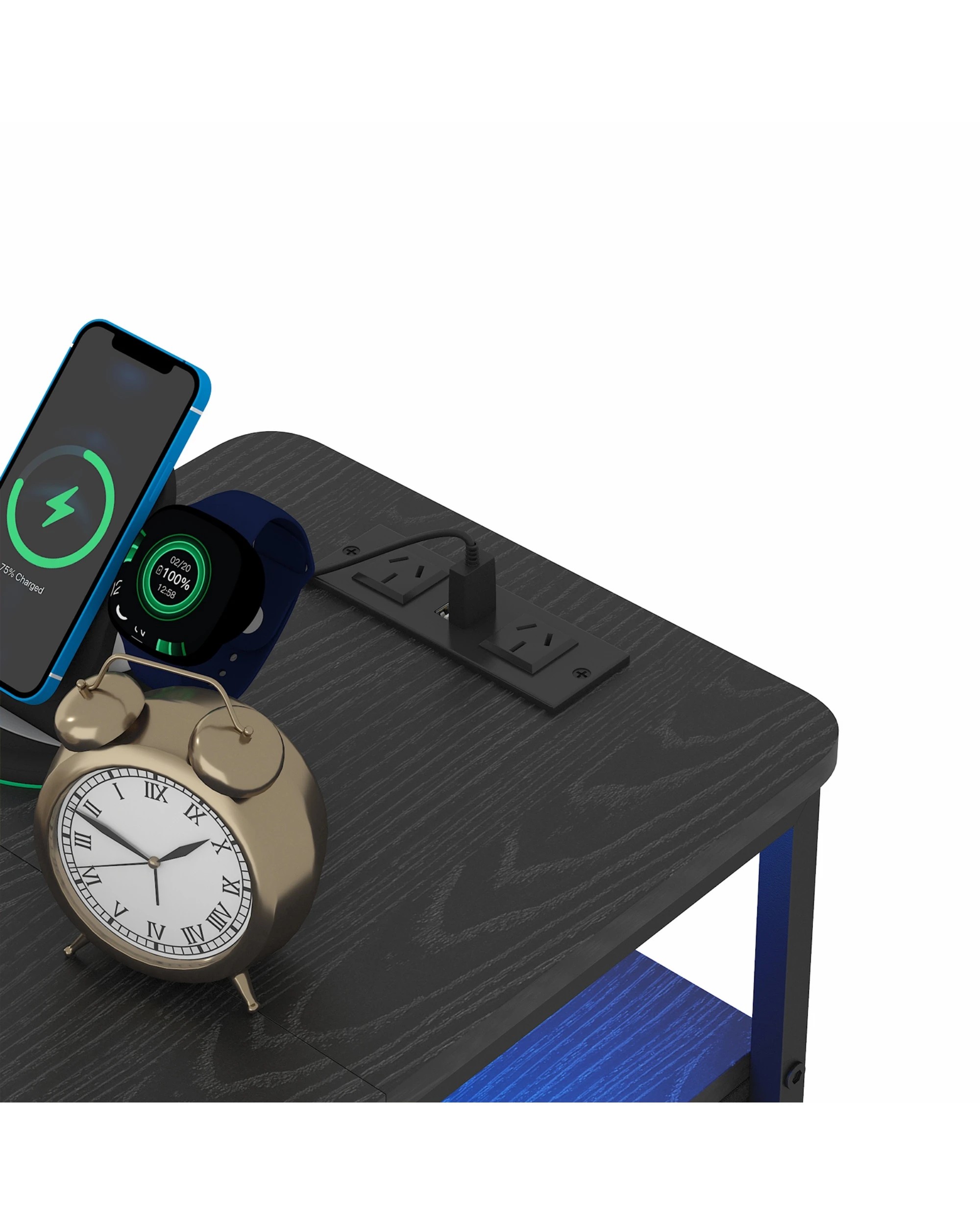 10 Advwin LED End Table Sofa Side Table with Charging Station and Drawers Narrow Bedside Table, 10 of 10