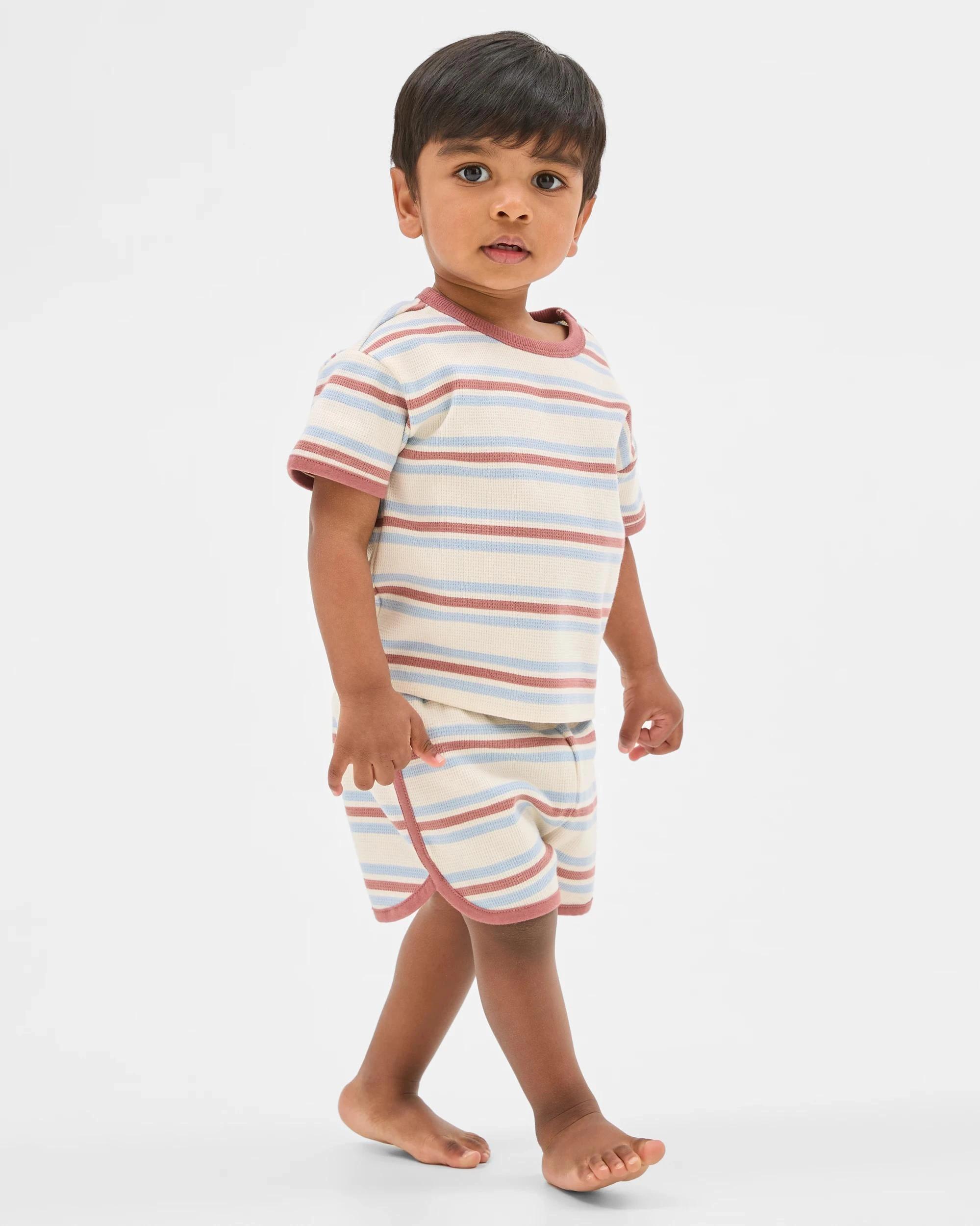 1 Target Organic Cotton Baby Waffle Top and Short 2 Piece Set BROWN, 1 of 4