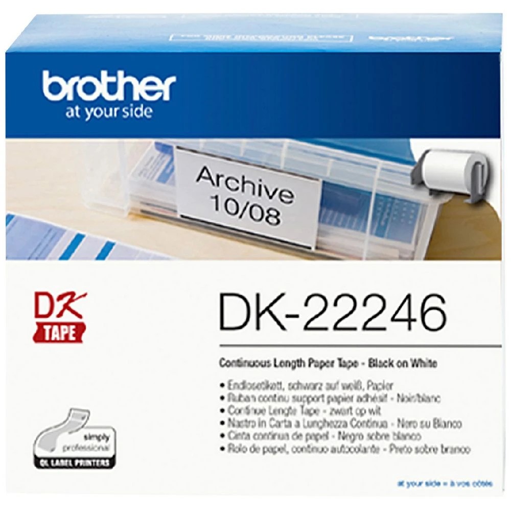 1 Brother DK 22246 Paper Tape 103mm Extra wide Black on White, 1 of 3