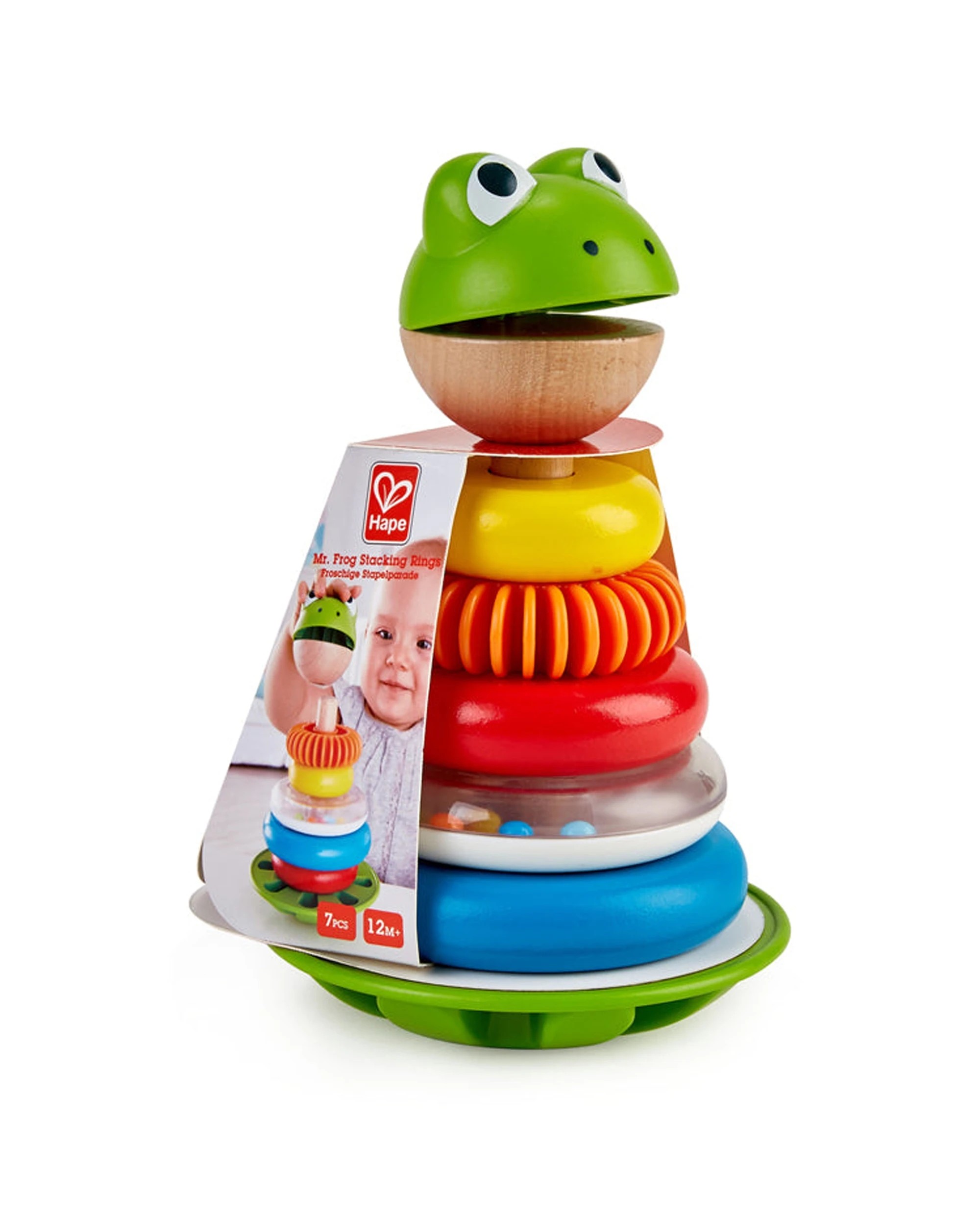 2 Hape Mr. Frog Stacking Rings Kids Interactive Play Toy With Rattle Clapper Textures - Multi, 2 of 3