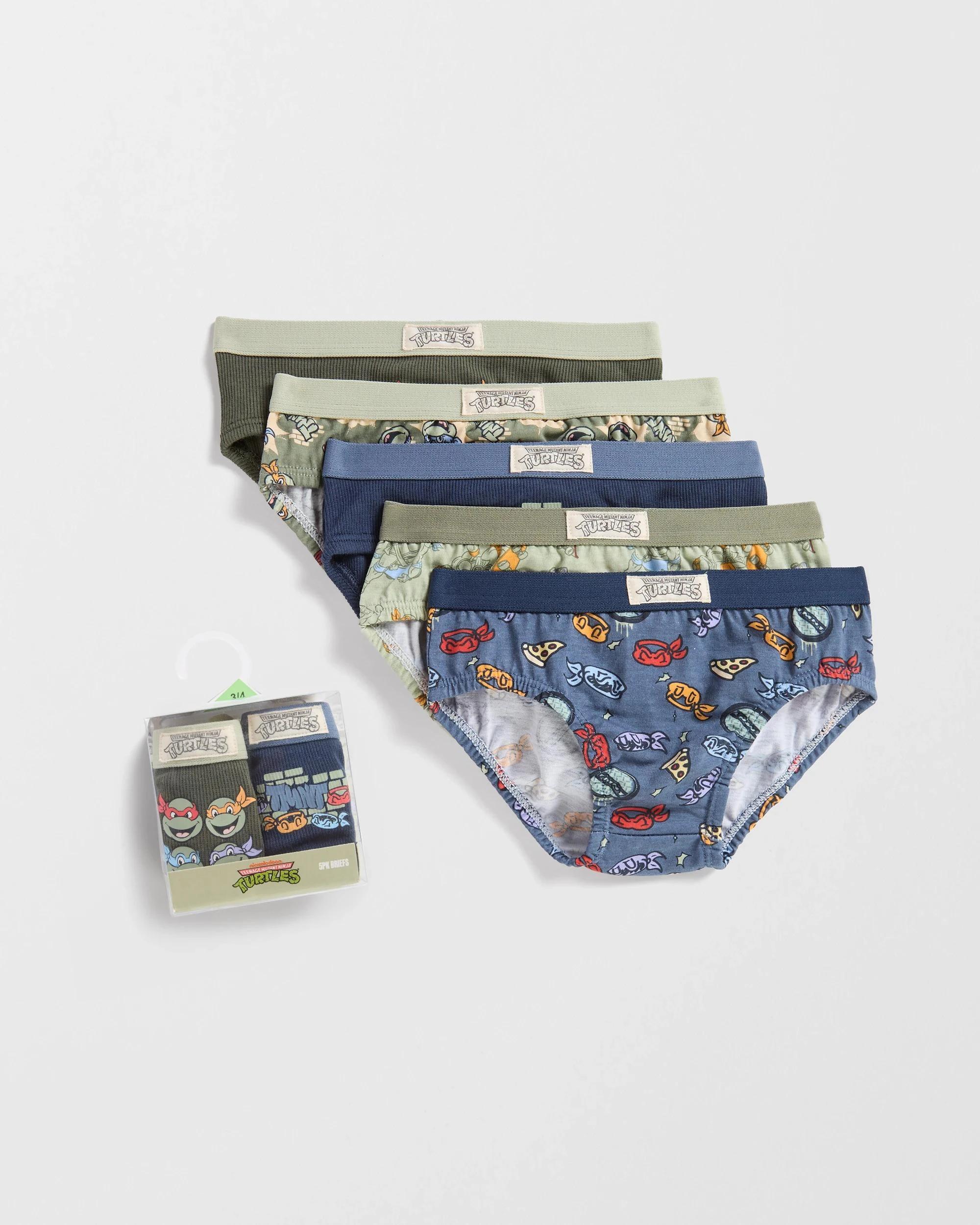 1 Teenage Mutant Ninja Turtles Australian Cotton Younger Boys Briefs 5 Pack MULTI, 1 of 3