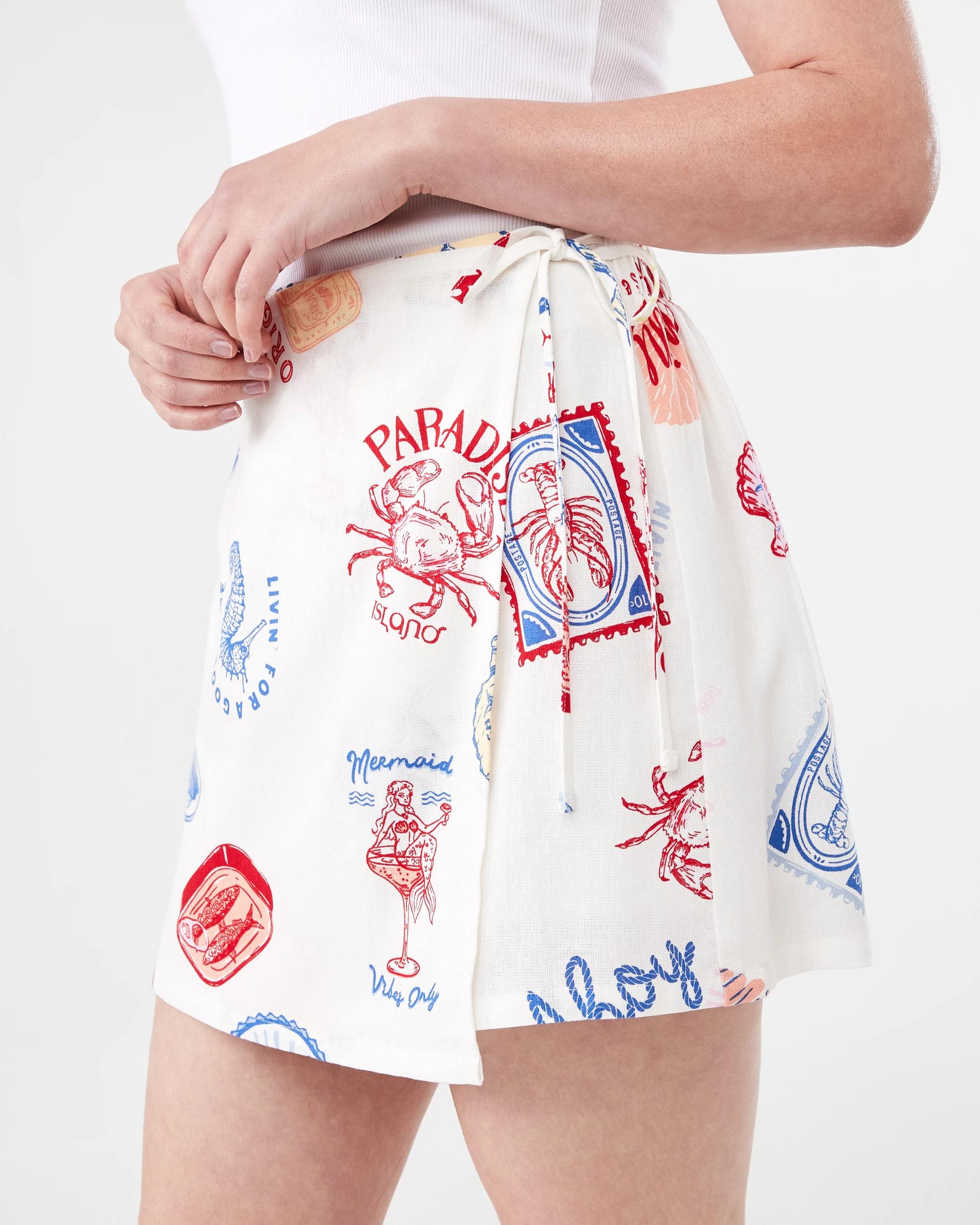 2 Wrap Mini Skort Oceanscene, 2 of 6