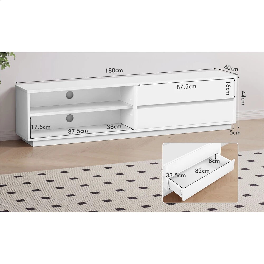 8 Alfordson Entertainment Unit TV Cabinet Stand Storage Drawer 180cm - White, 8 of 9