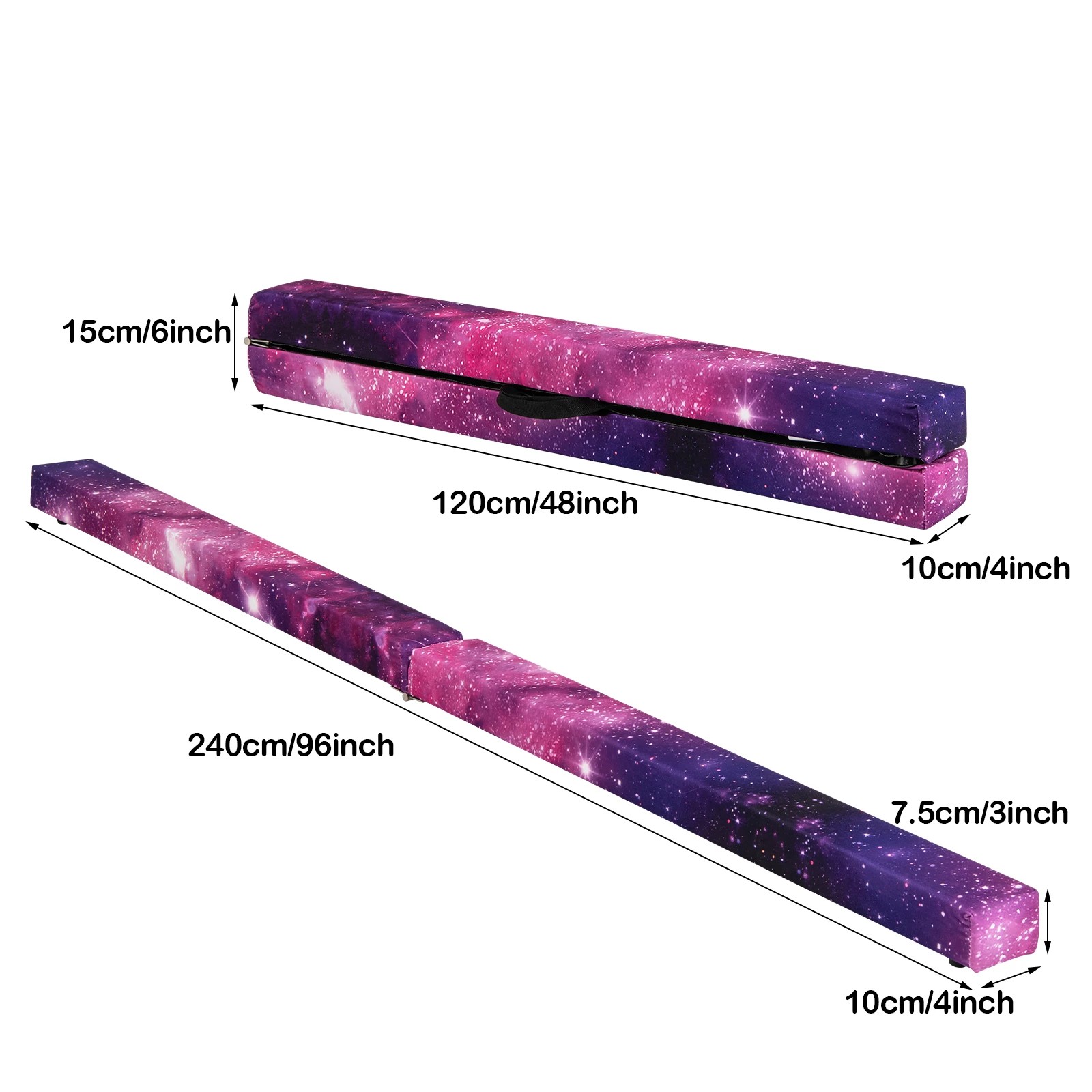 2 Costway 8FT Folding Gymnastic Beam Floor Balance Beam w/Handle Anti-slip Base Pine Wood Frame - Purple, 2 of 2