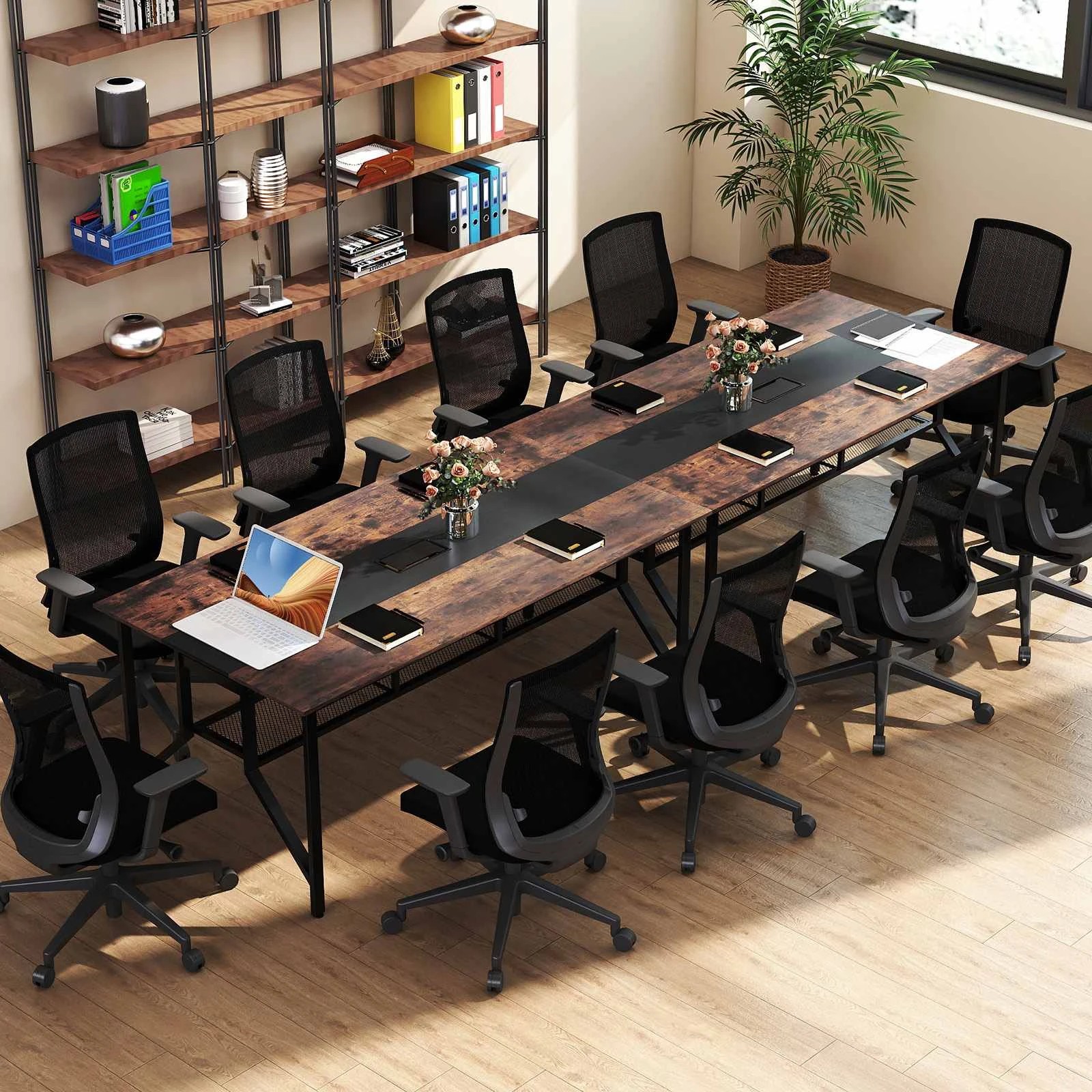 3 Costway 1.8M Office Conference Table w/Mesh Storage Shelf Dining Table, 3 of 6