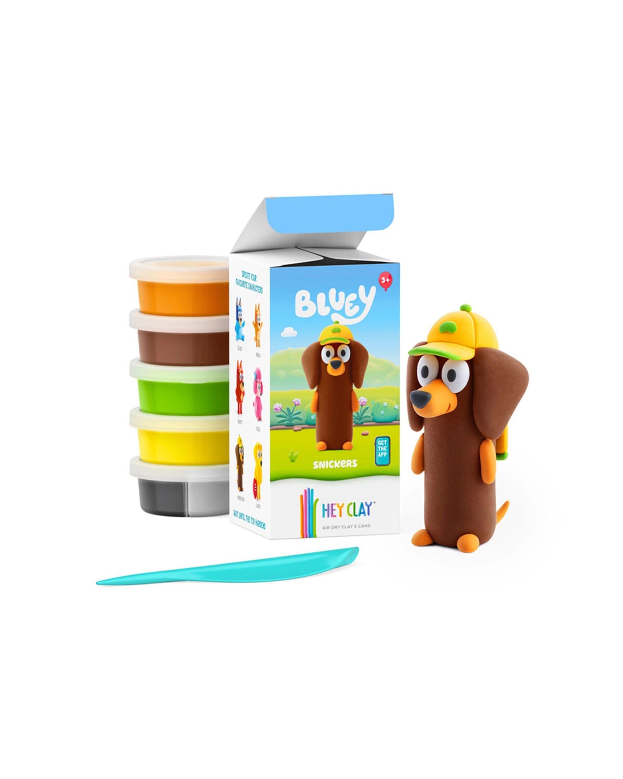3 Hey Clay Bluey Single Character Kids Modelling Clay Set 5 Coloured Cans Snickers 4PK - Multi, 3 of 5