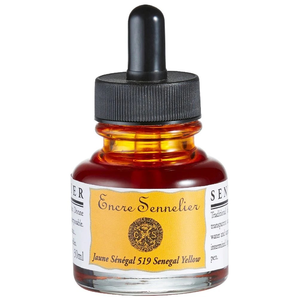 1 Sennelier Encre Drawing Ink 30mL Senegal Yellow, 1 of 2