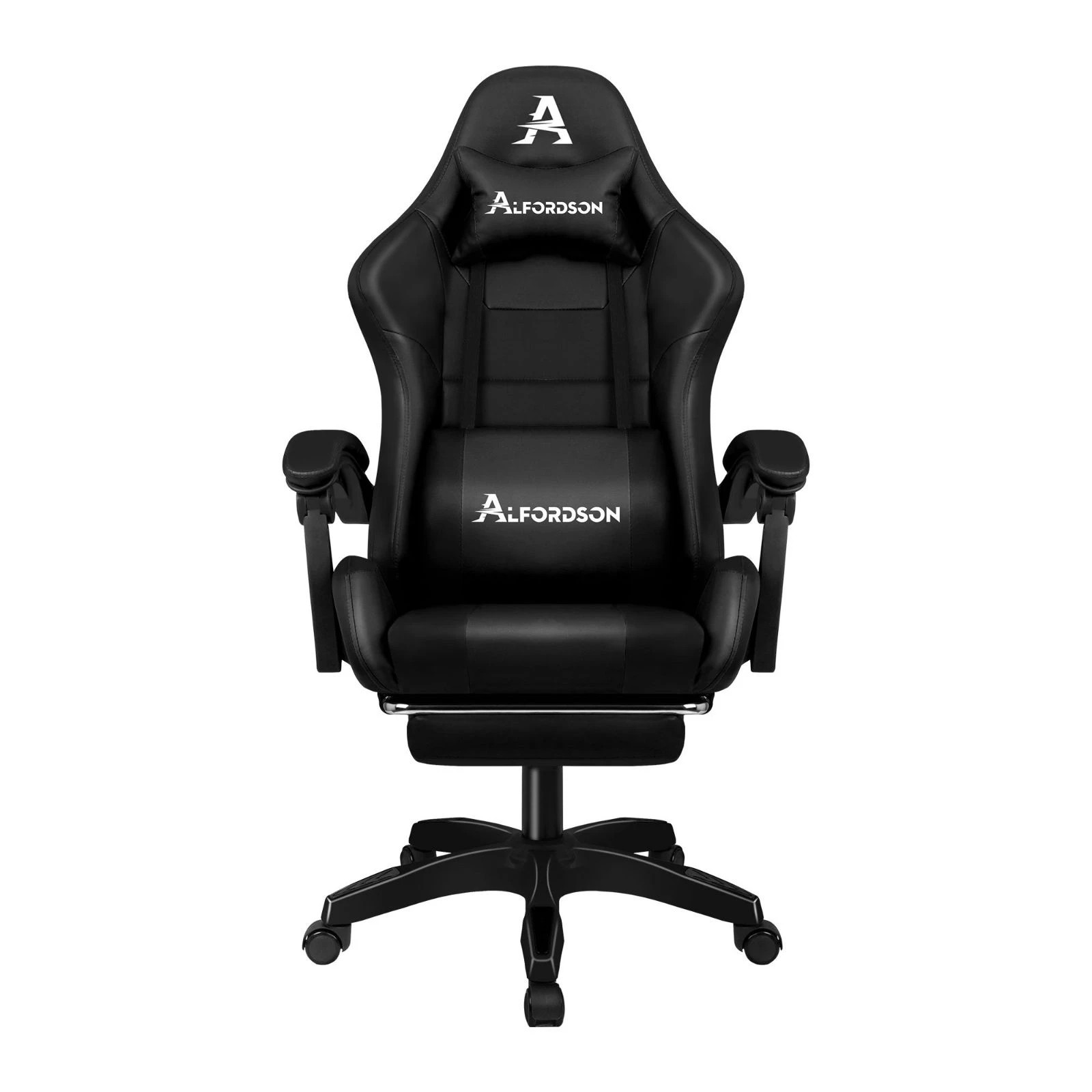 6 Alfordson Gaming Office Chair Extra Large Pillow Racing Executive Footrest Seat - Black, 6 of 10