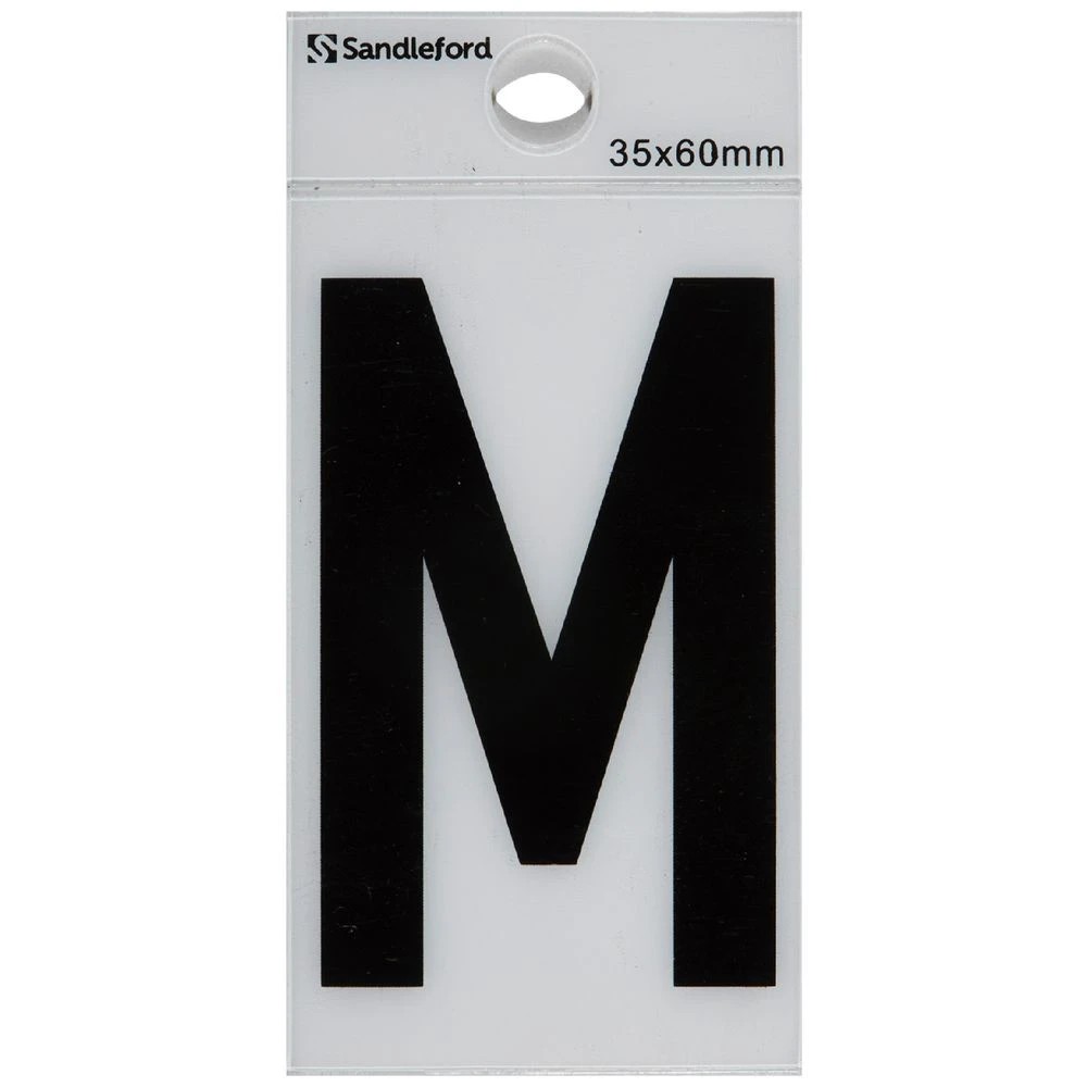 1 Sandleford M Self-adhesive Letter White 60 x 35mm, 1 of 1