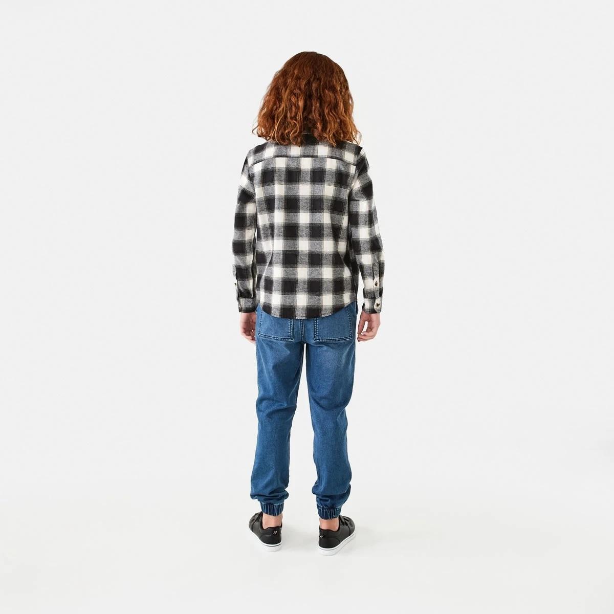 7 Long Sleeve Flannel Shirt Blk Check, 7 of 9