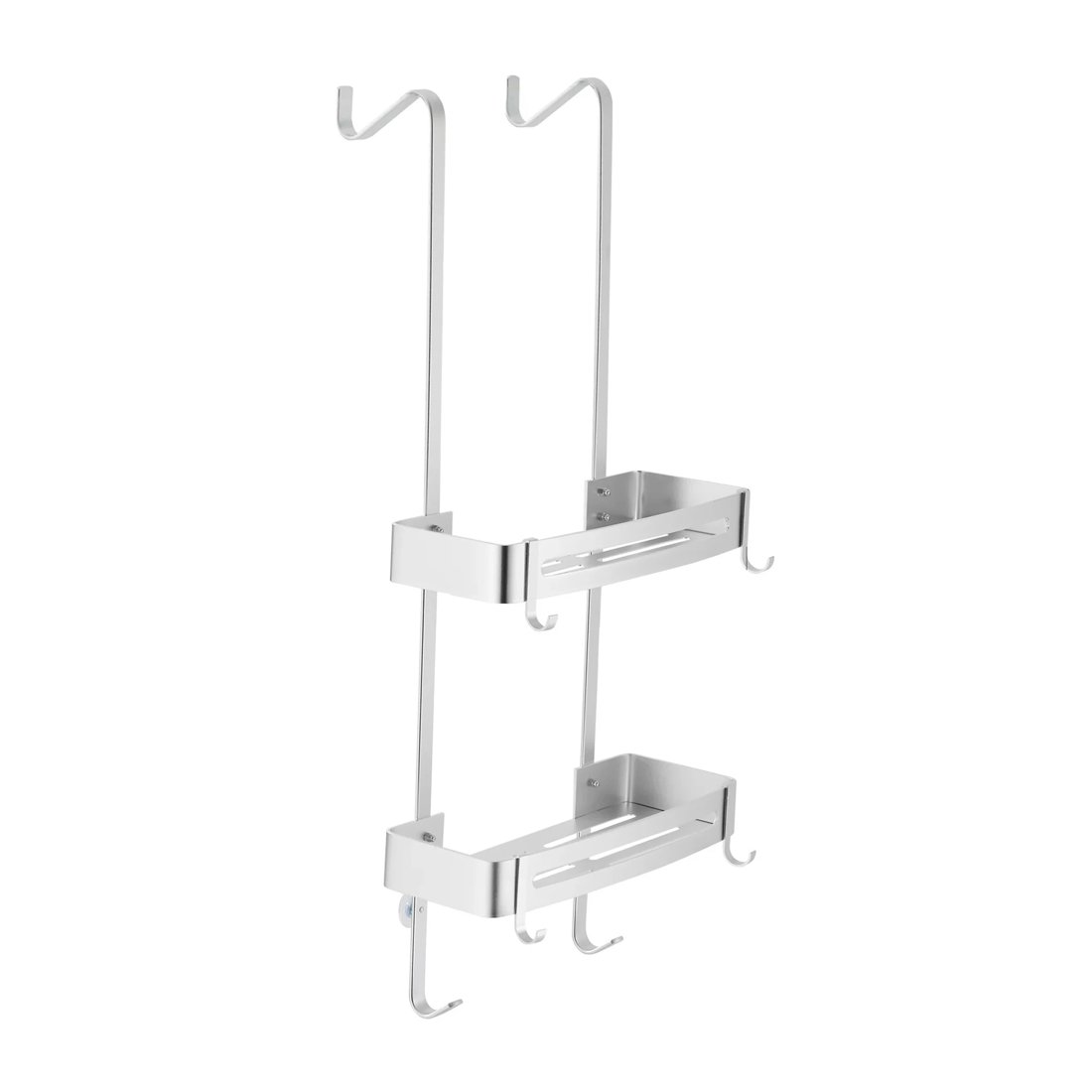 1 2 Tier Bathroom Shower Caddy Aluminium Alloy Rust Free Waterproof Bath Storage Rack Organizer - Silver
 - Silver, 1 of 5