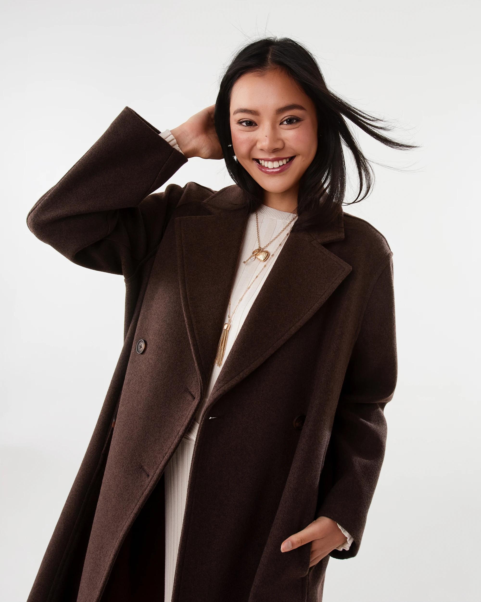 4 Longline Oversized Coat Melt Brown, 4 of 7