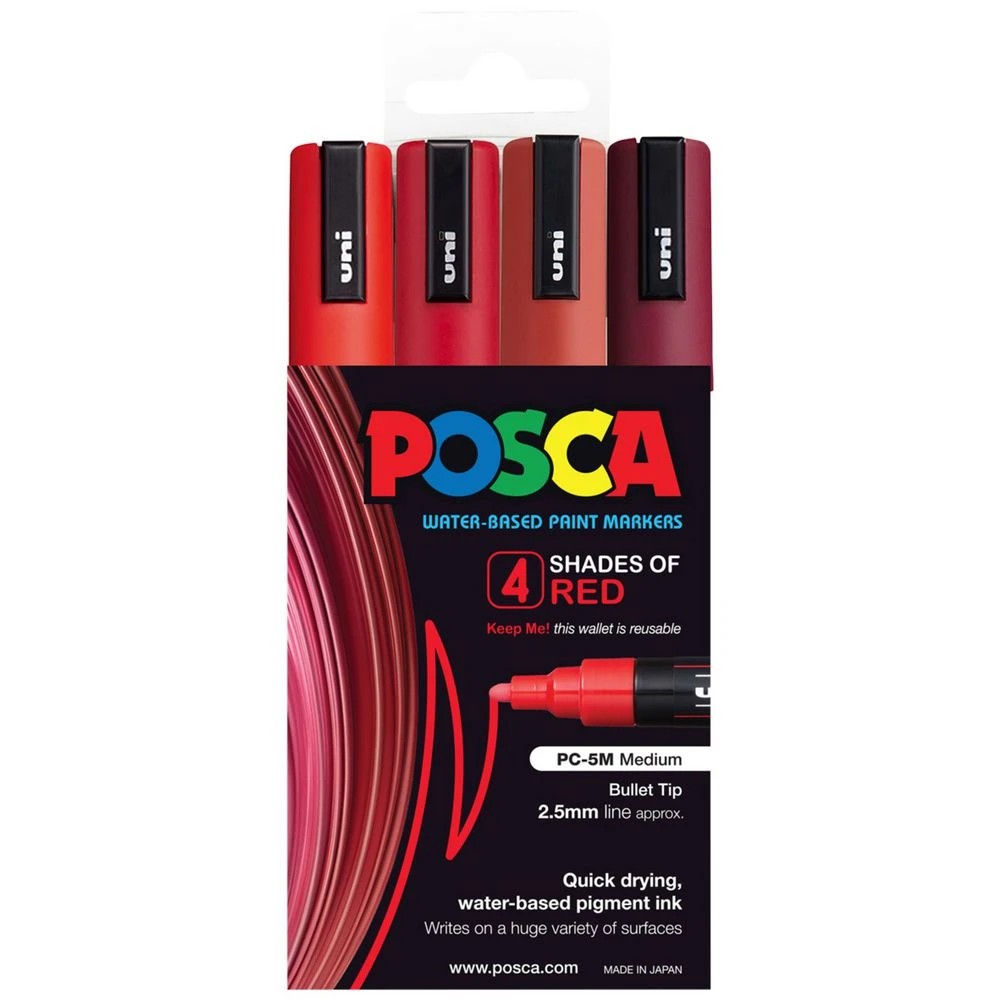 1 Posca PC-5M Paint Marker Red 4 Pack, 1 of 10