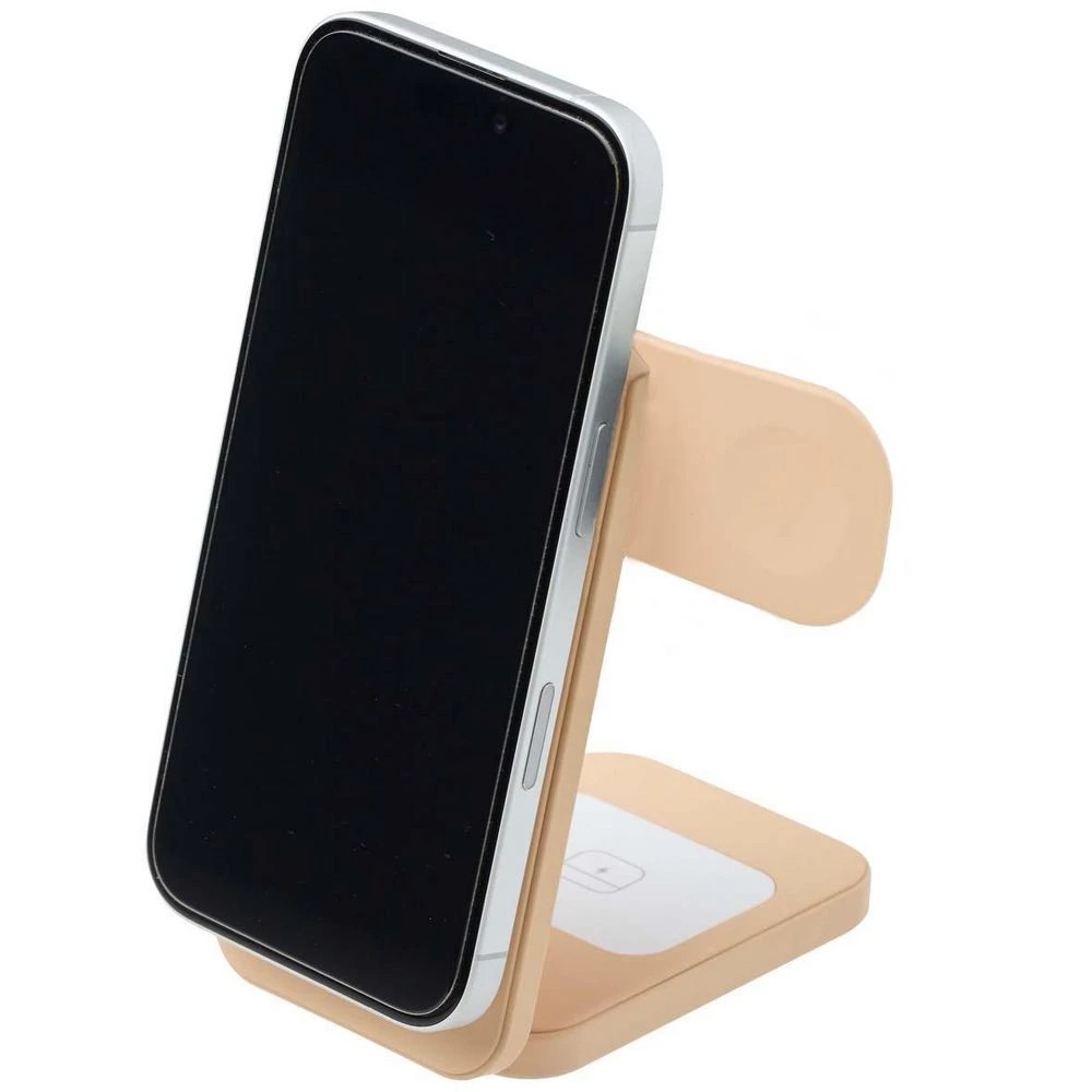 1 Otto On The Go Foldable 3 in 1 Wireless Charging Stand Tan, 1 of 7