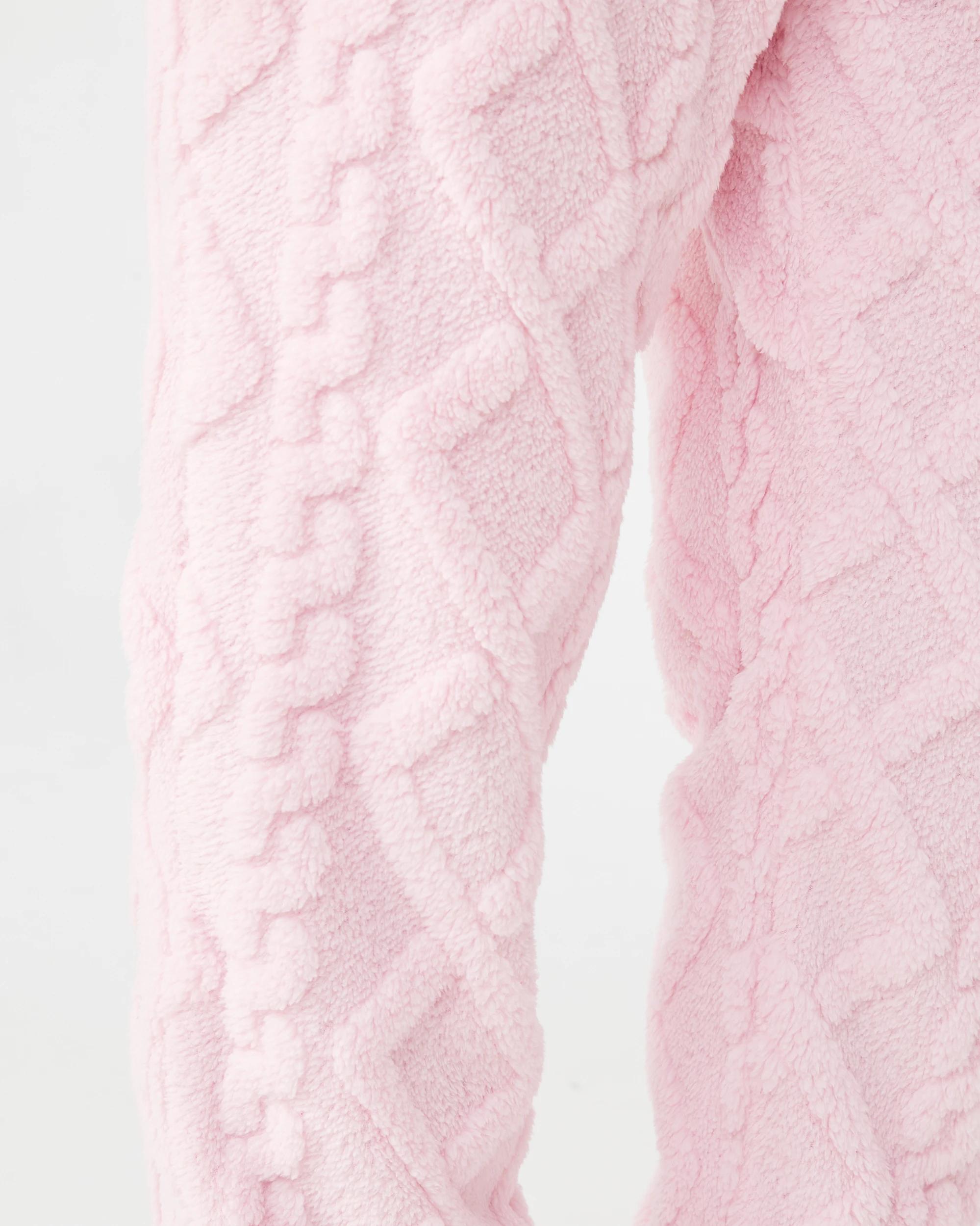 6 Embossed Fluffy Pyjama Set Bllet Pink, 6 of 7