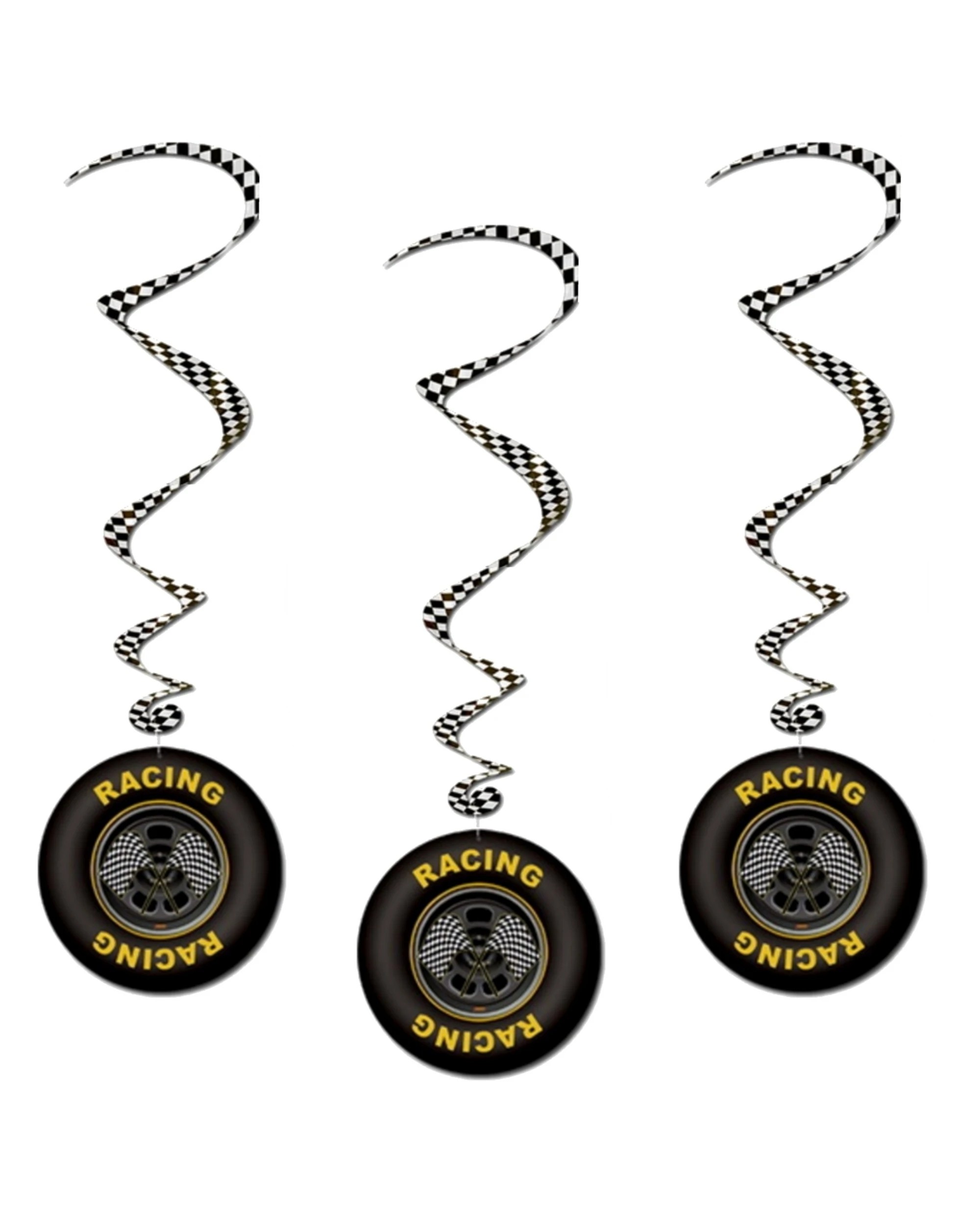 1 Beistle Racing Tyre Swirl Decorations Pack of 3 - Black, 1 of 1